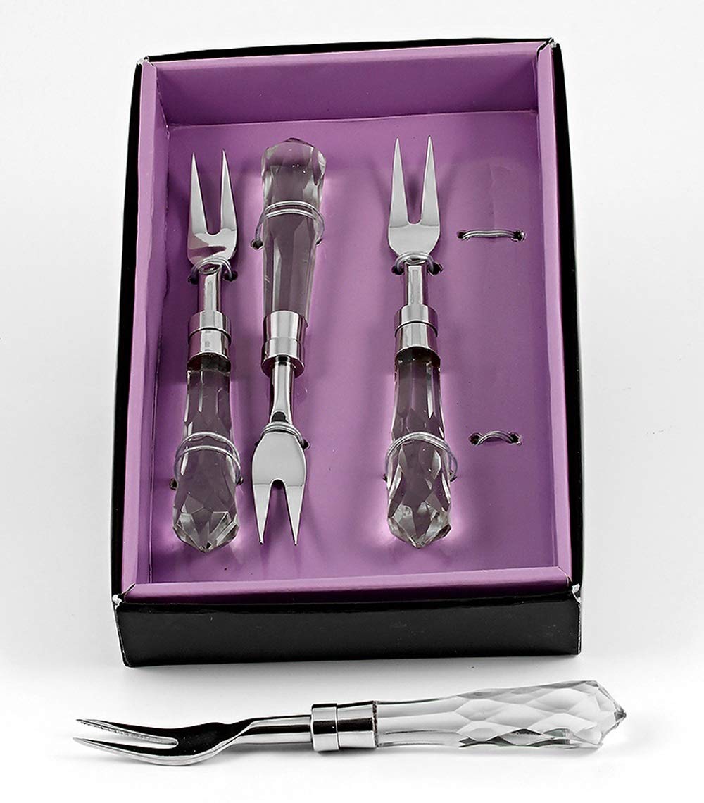 Fork Cutlery Set - For Fruit - Dessert -Cake- Appetizer Tasting Forks - Stainless Steel With Crystal Handle - 5.75'' Long - Beau