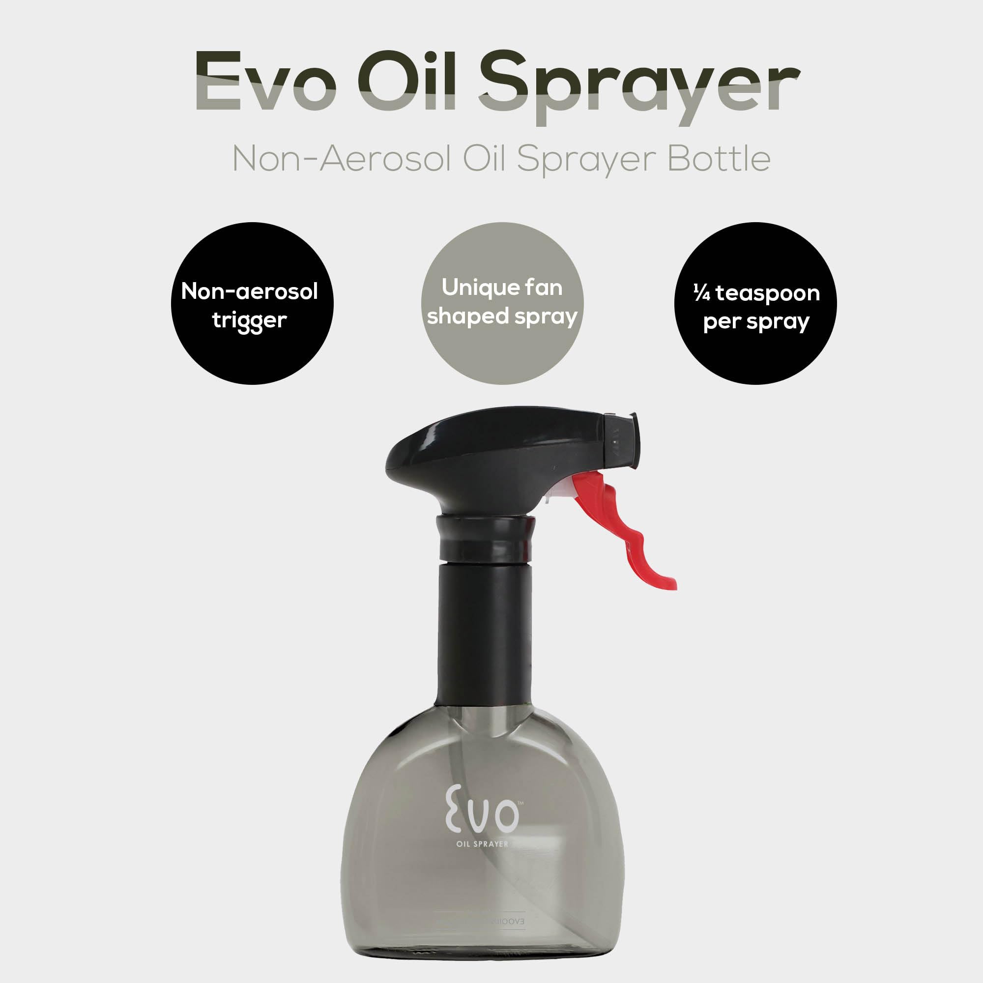 Evo Mini Oil Sprayer Bottle | Non-Aerosol For Olive Oil, Cooking Oils, Vinegars | 8-Oz Capacity | Rotatable Nozzle | Gourmet Coo