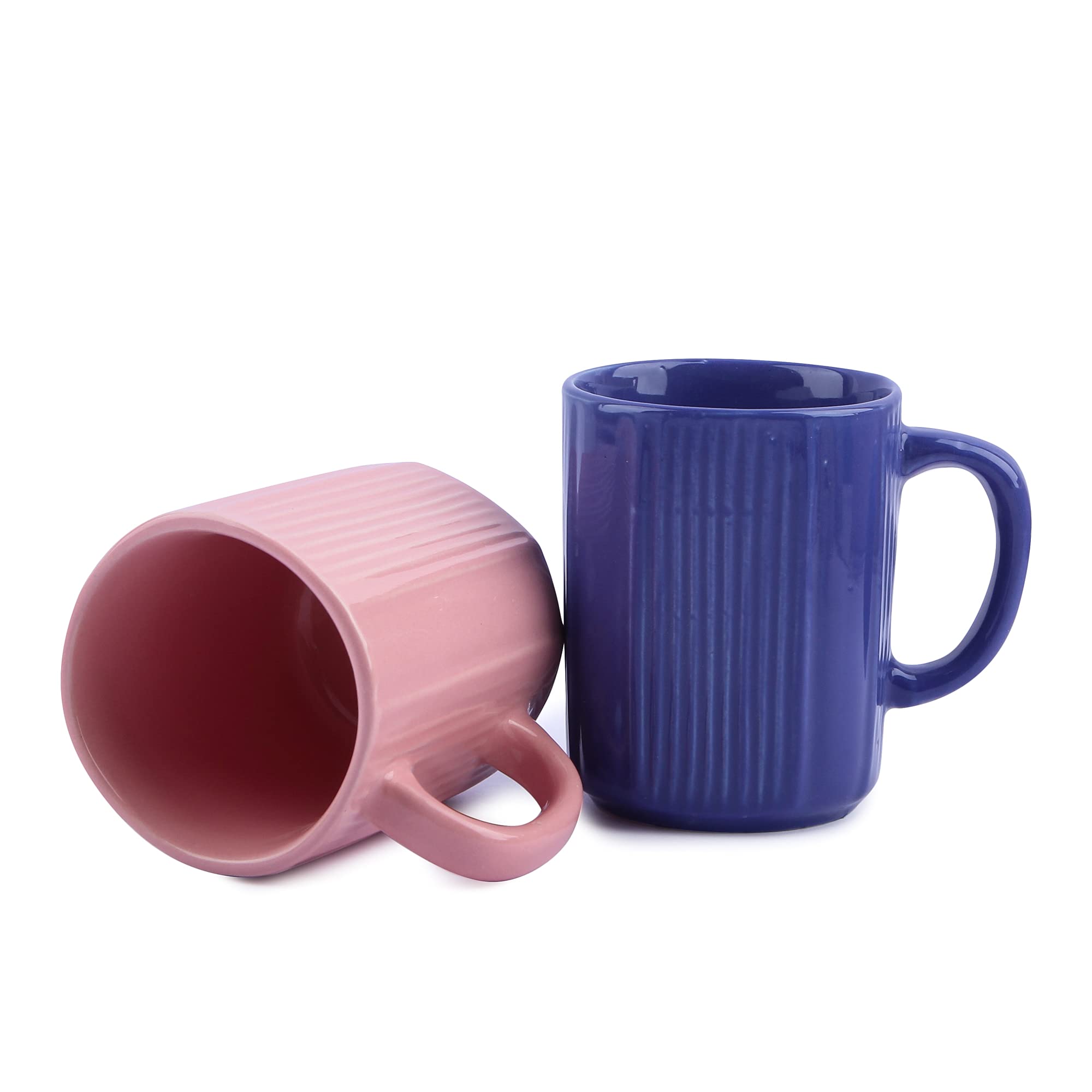 Anwaliya Ceramic Coffee Mug Set Of 2 (350Ml) Handcrafted Design Tea Cups Stackable, Chip Resistant, Large Serving Green Tea Cups