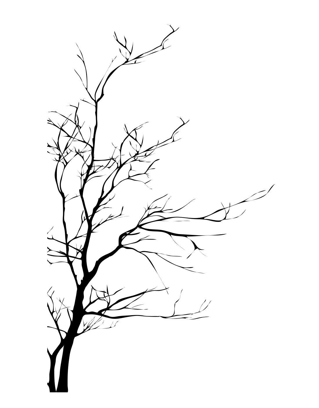 Stickerbrand Bare Tree Branch Wall Decal Sticker 80In Tall X 36In Wide #Ac223-80X36. Easy To Apply And Removable. Made In The Us