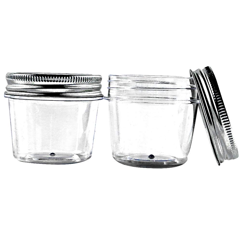 Novelinks 4 Ounce Clear Plastic Jars Containers With Screw On Lids - Refillable Round Empty Plastic Slime Storage Containers For