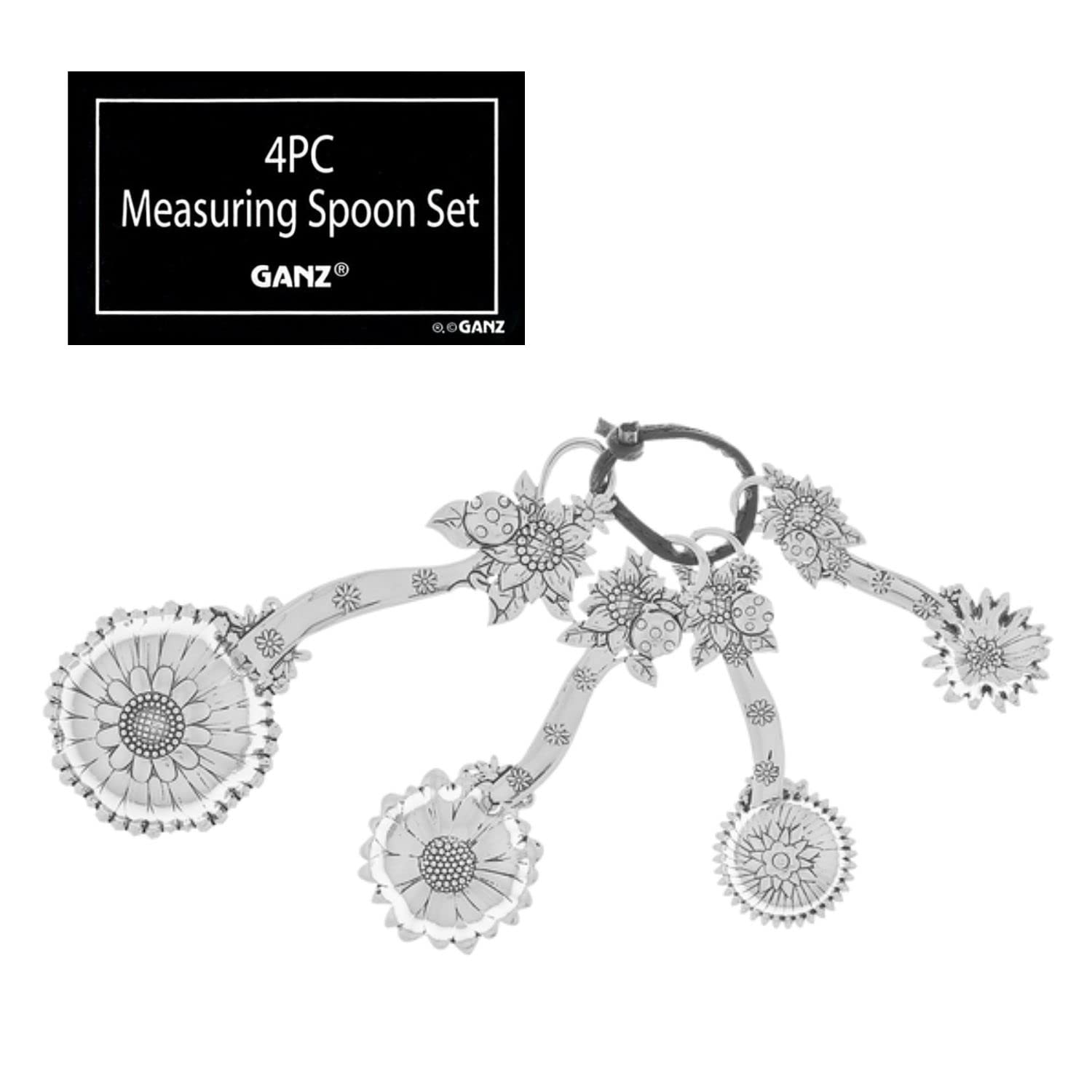 Ganz 4-Piece Measuring Spoon Set With Color, Ladybugs Silver