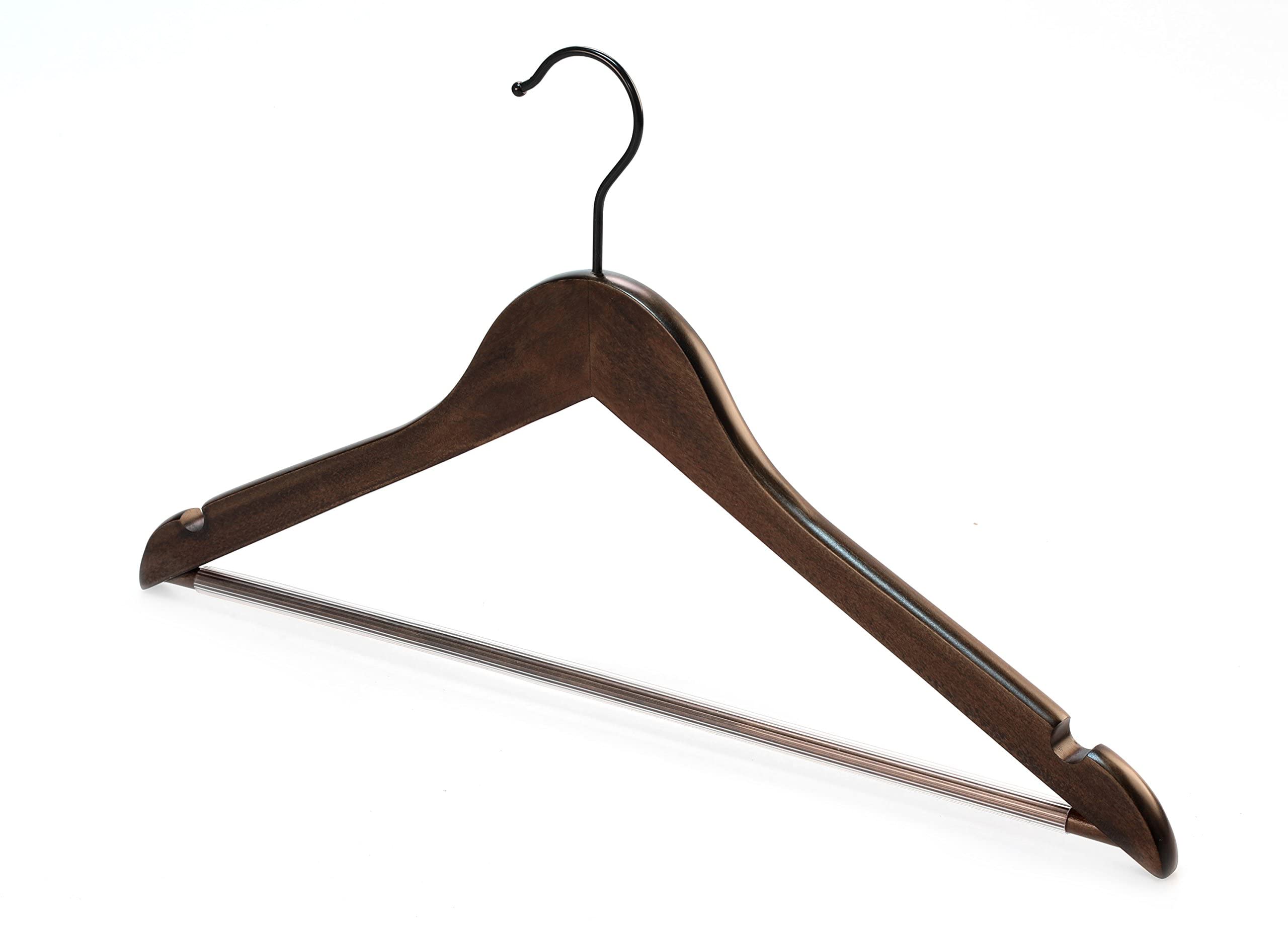 Topia Hanger Heavy Duty Wood Coat Hangers In Smooth Retro Finish, Boutique Quality Wooden Suit Hangers-Thicker Non-Slip Rubber P
