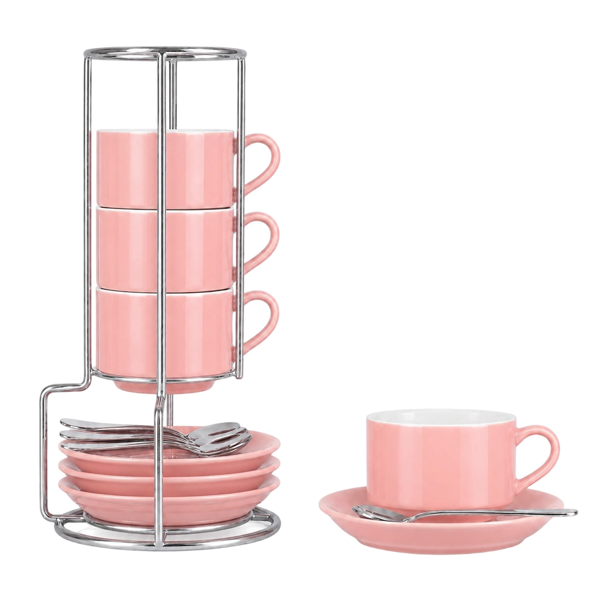 RENEWREVITAL 8 Ounce Cappuccino Cups Set of 4, Pink