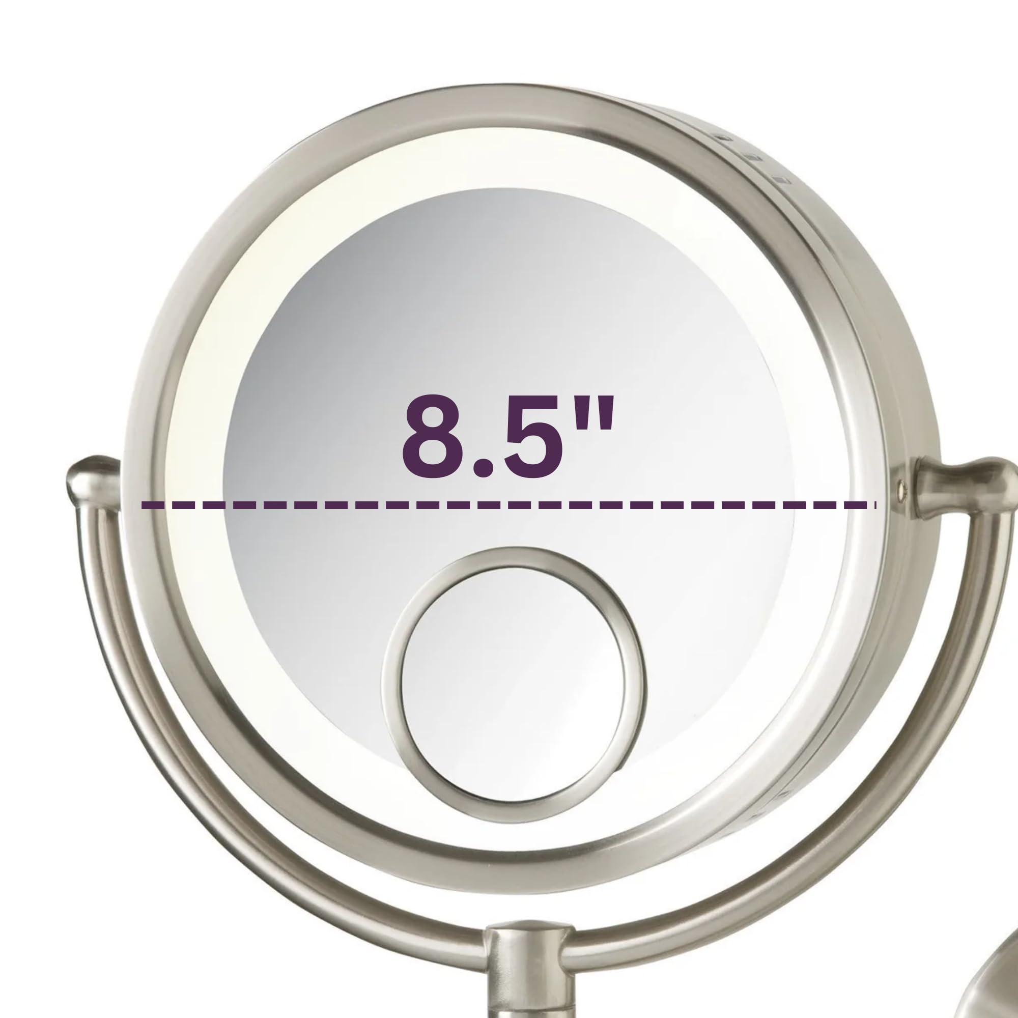 Jerdon Hl8515N Lighted Wall Mount Makeup Mirror With 7X And 15X Magnification, Nickel Finish, 8.5''