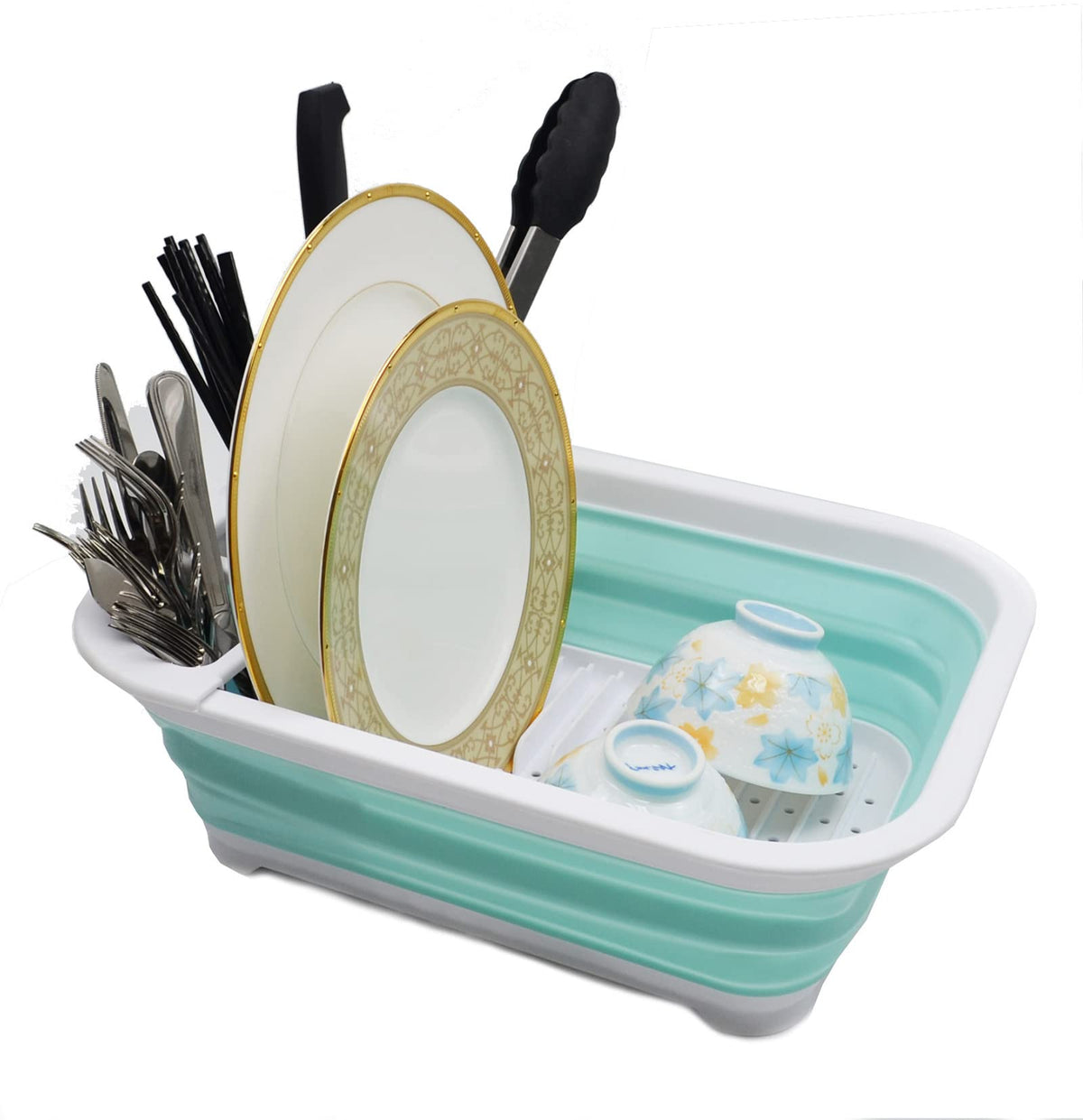 Sammart Collapsible Plastic Dish Drainer - Foldable Drying Rack Set ...