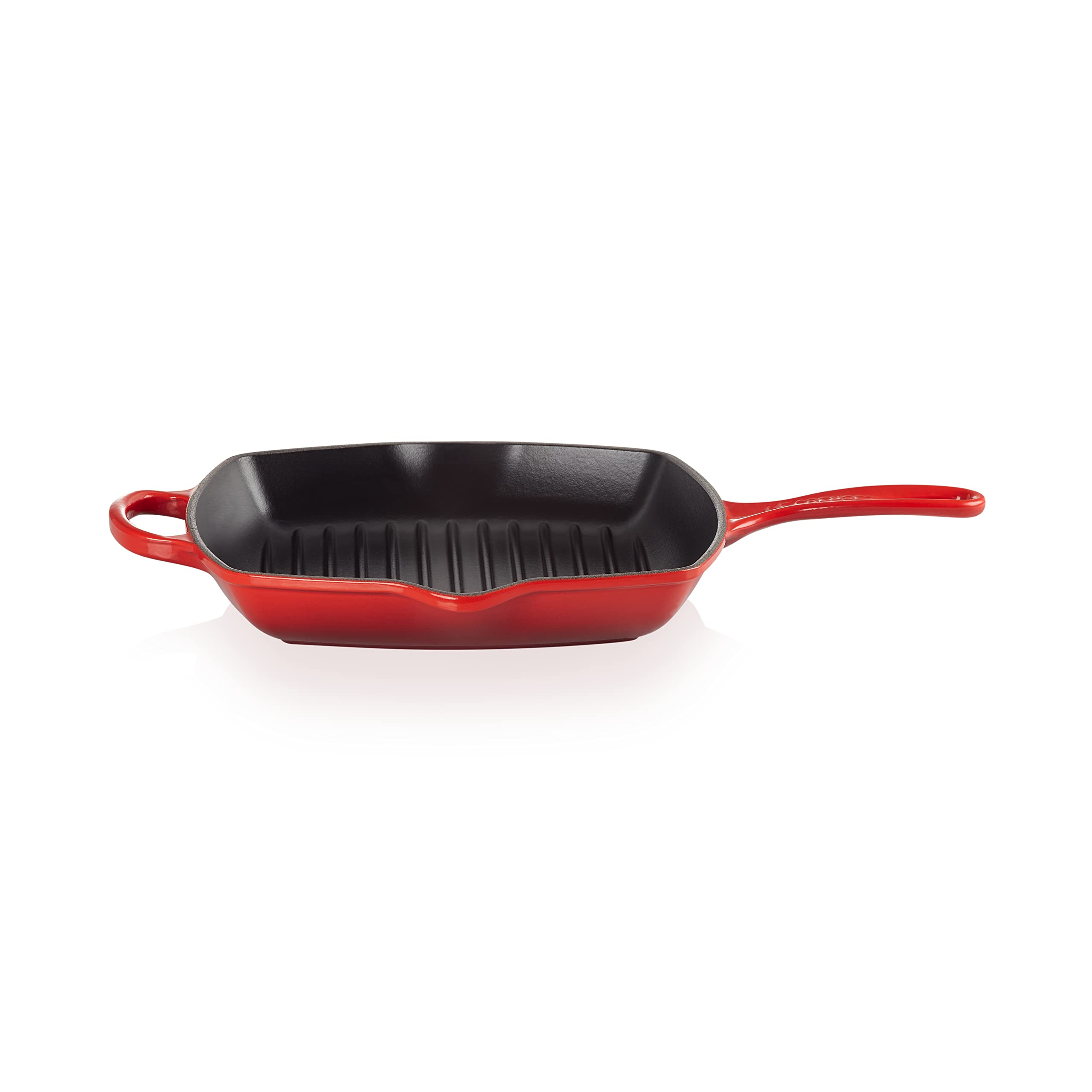 Le Creuset Enameled Cast Iron Signature Square Skillet Grill, 10.25'', Cerise