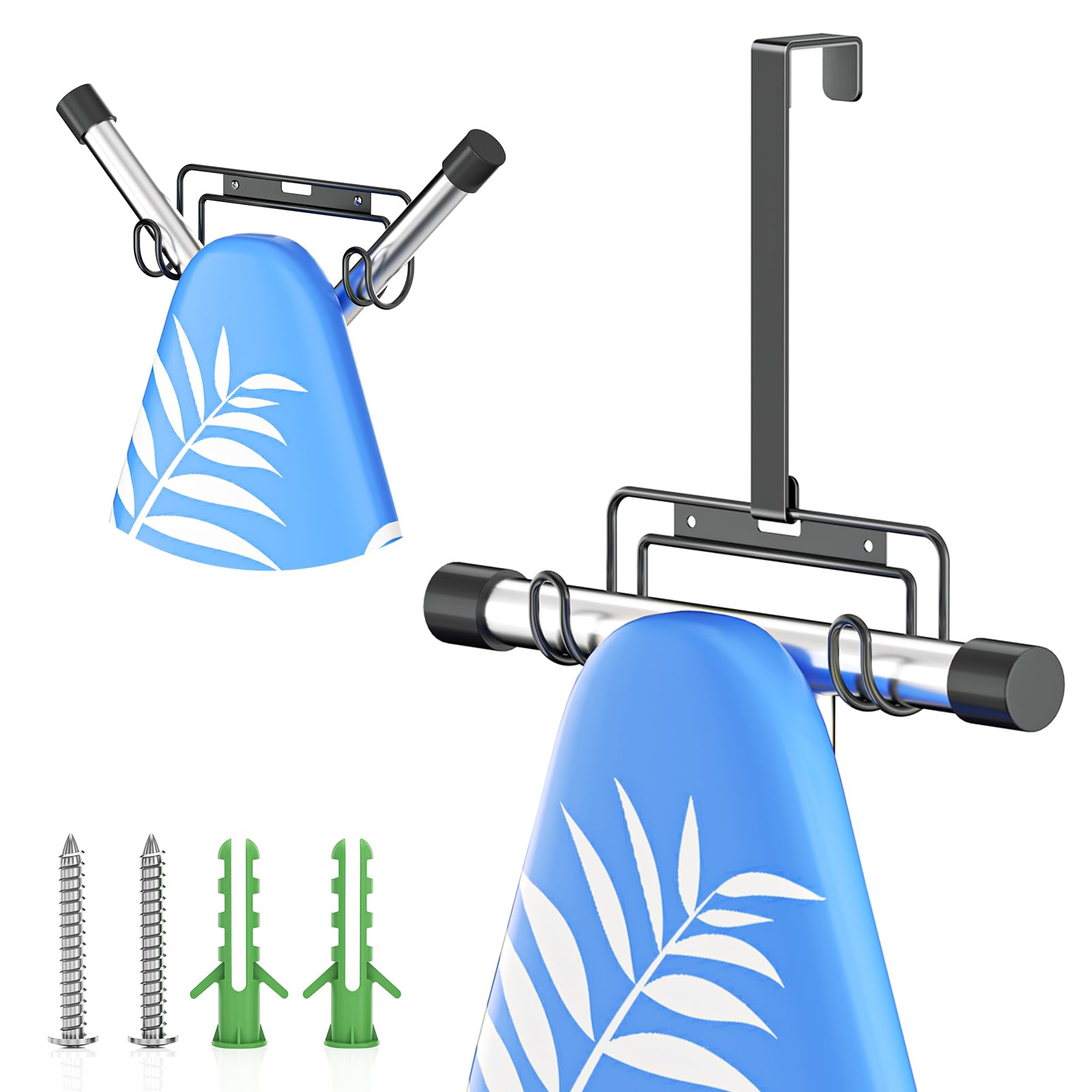 LOXSUN Ironing Board Holder Wall Mount/Over The Door Ironing Board Hanger, Laundry Rooms Metal Iron Board Holder Wall Mount for 