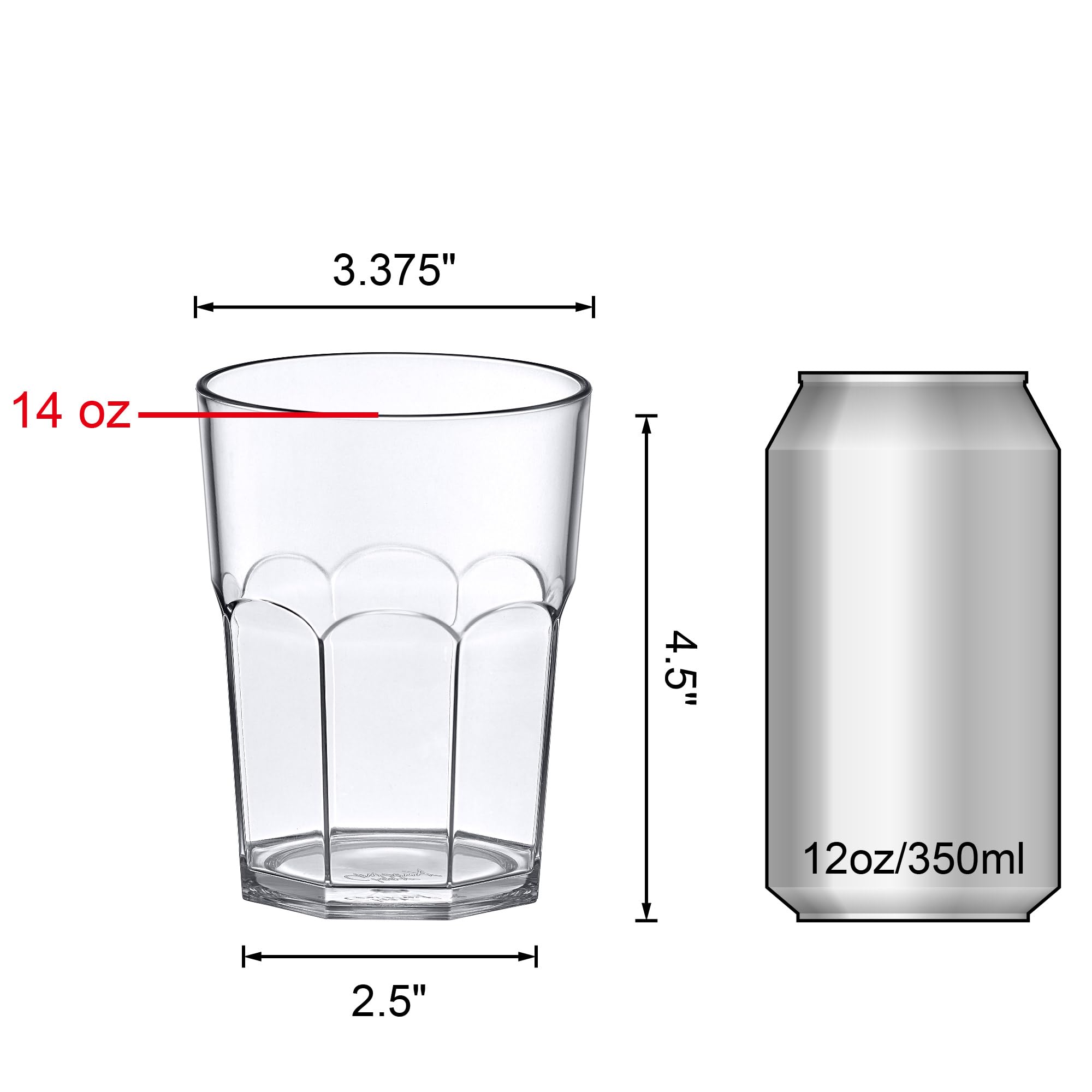 Amazing Abby - Affinity - 14-Ounce Plastic Tumblers (Set Of 6), Plastic Drinking Glasses, All-Clear Reusable Plastic Cups, Stack