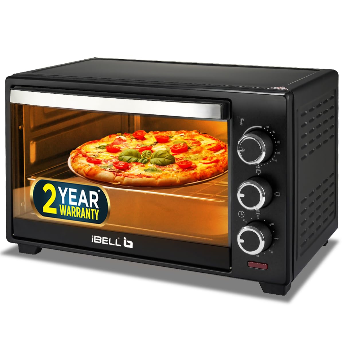 Ibell Oven Toaster Grill Otg, 19 Litre, 1500W, Adjustable Temperature & Timer, Auto Cut-Off, 2 Year Warranty, Eo19Lg (Black)