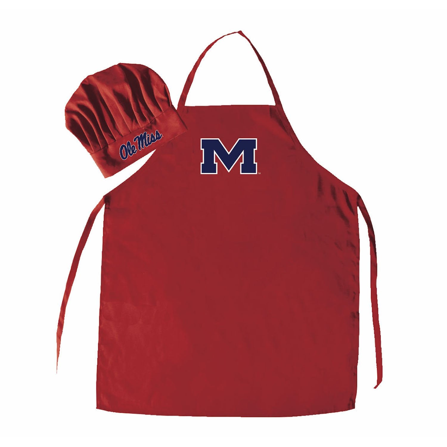 Pro Specialties Group Ncaa Mississippi Old Miss Rebels Mens Chef Hat & Apron, Full Color Team Logo, One Size