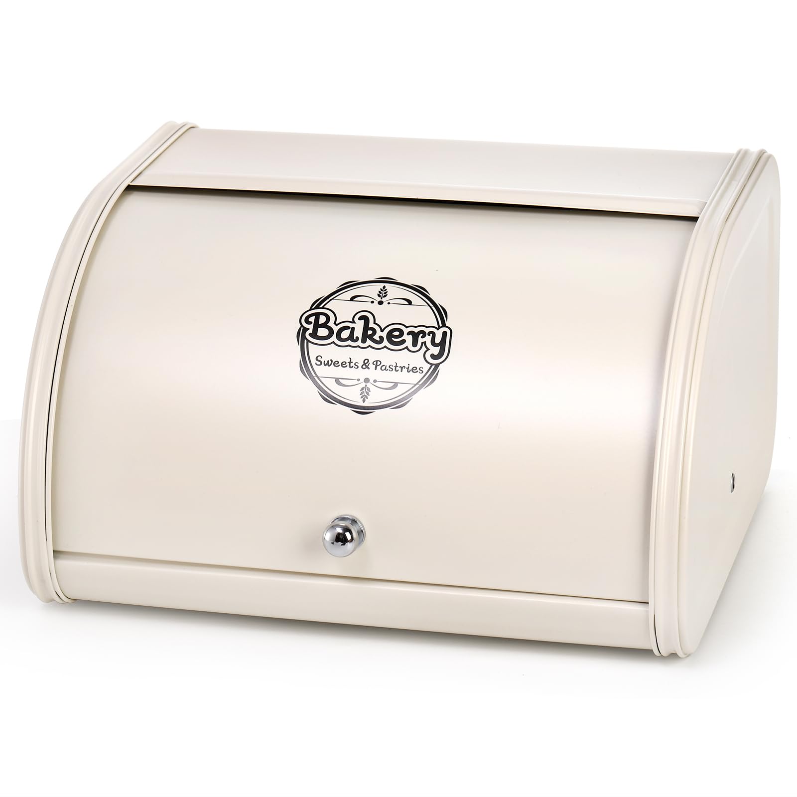 Soujoy Metal Bread Box, Vintage Bread Container For Kitchen Countertop, Roll Top Bread Storage Holder, 1950S Farmhouse Rustic Br