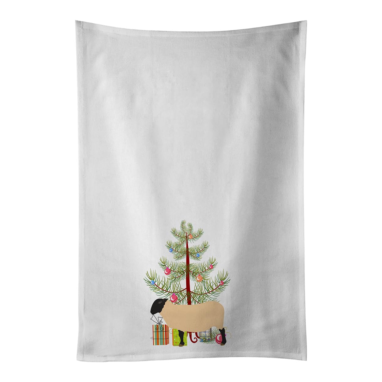 Suffolk Sheep Christmas White Kitchen Towel Set of 2