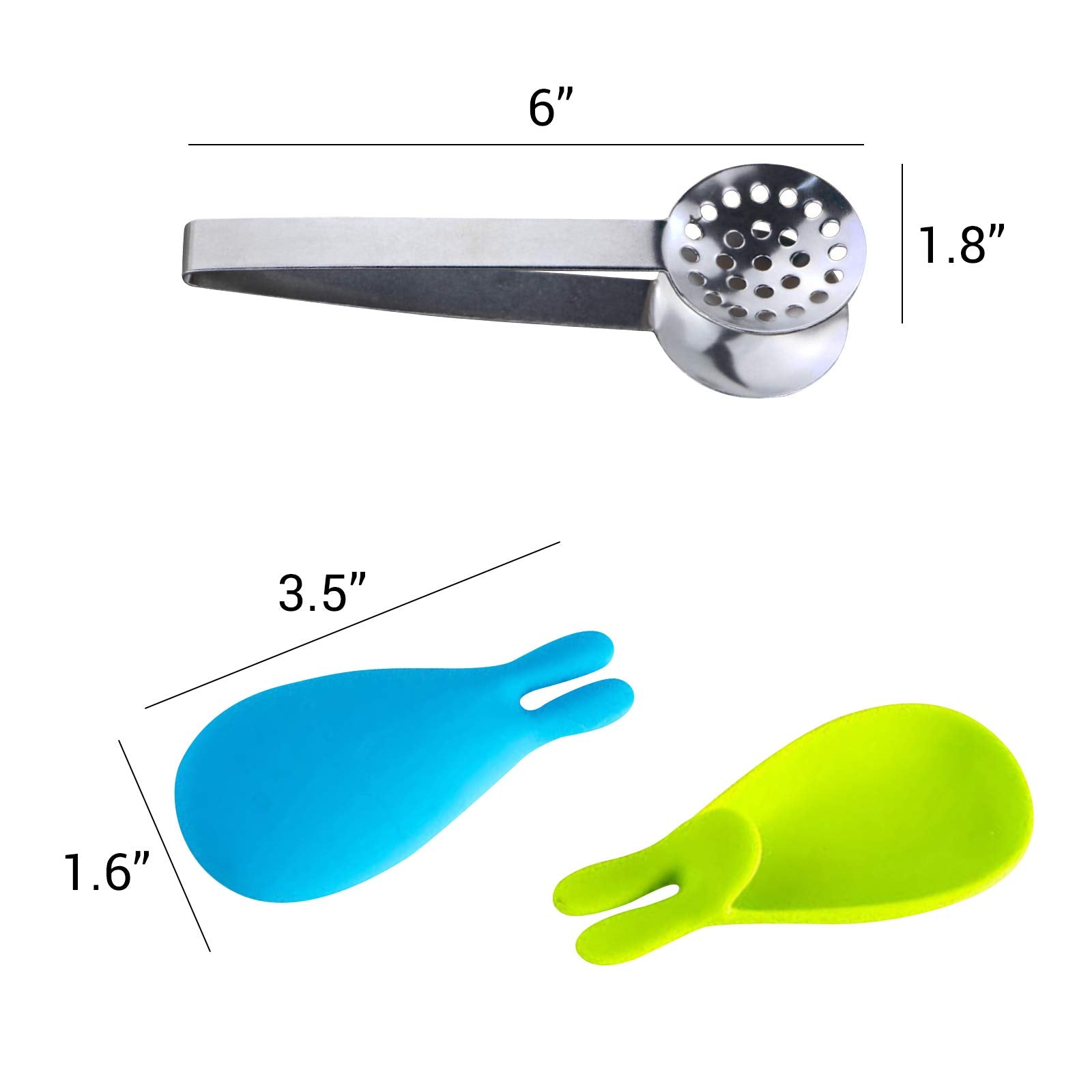 Snail Garden 2Pcs Stainless Steel Tea Bag Tongs, Round Tea Bag Squeezer With 2Pcs Bunny Silicone Tea Bag Holders & Rests- 6Inch