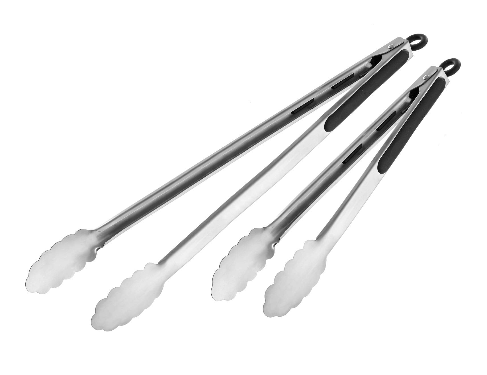 Heavy Duty Extra Long BBQ Tong Set of 2, Stainless Steel with rubber Grip  Extra Long, Durable and Great for Cooking and Grilli
