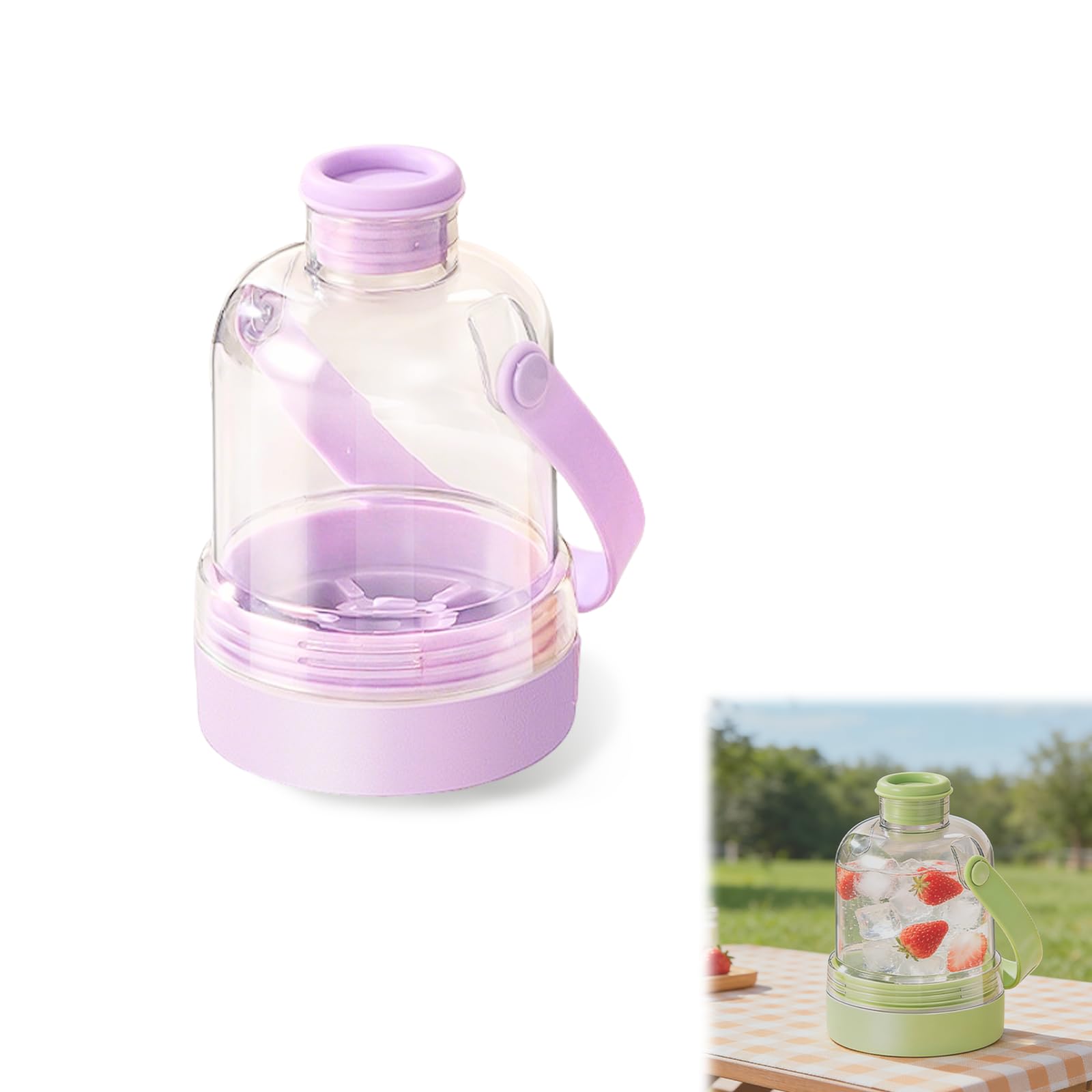 Upgraded 2 In 1 Ice Cube Kettle with Reinforced LeakProof Gasket,Press to Release Ice Tray Bottle with Handle, Portable Leakpro