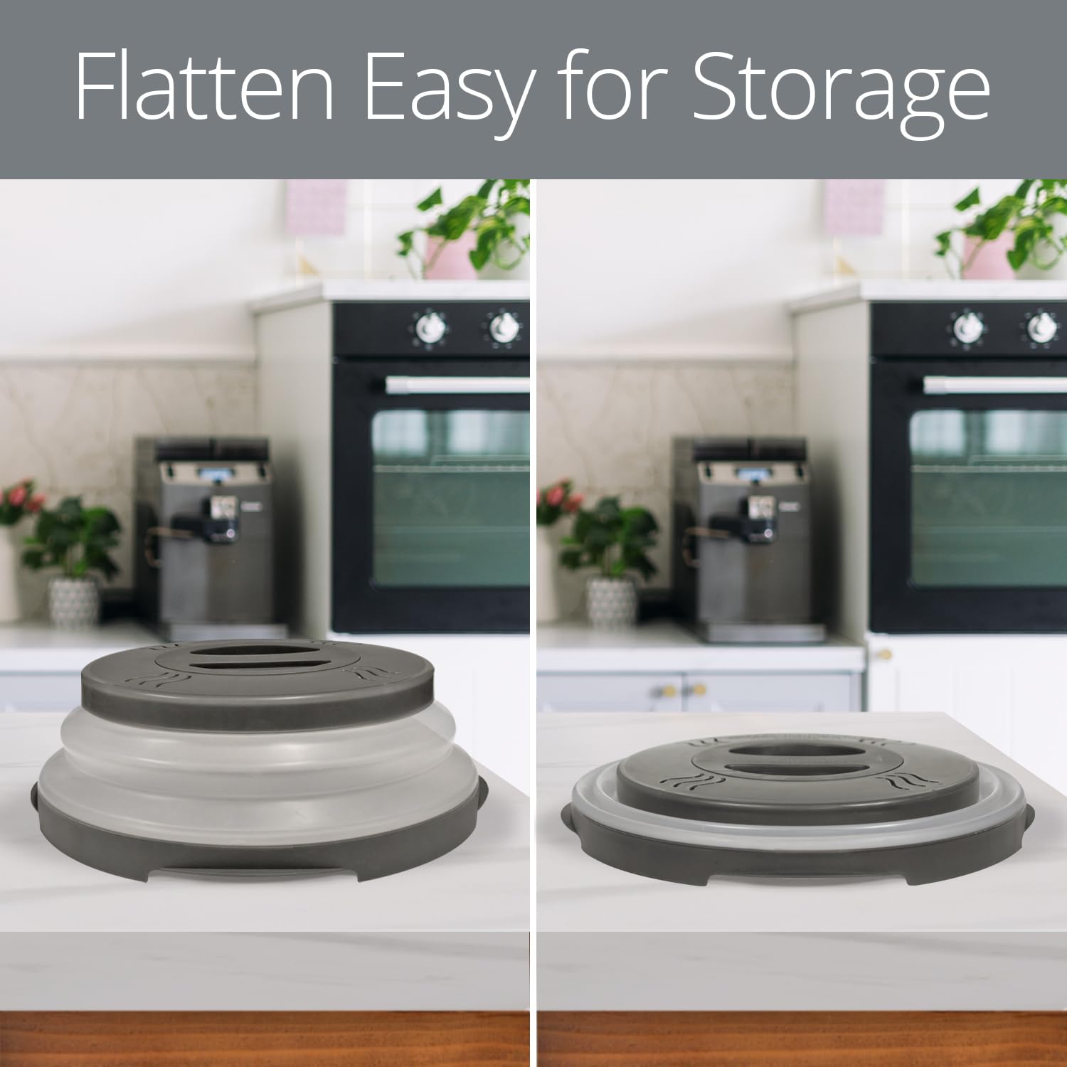 HOVER COVER Microwave Splatter Cover, 12-Inch BPA-Free, Magnetic, Gray, Model HCC-2582-12in