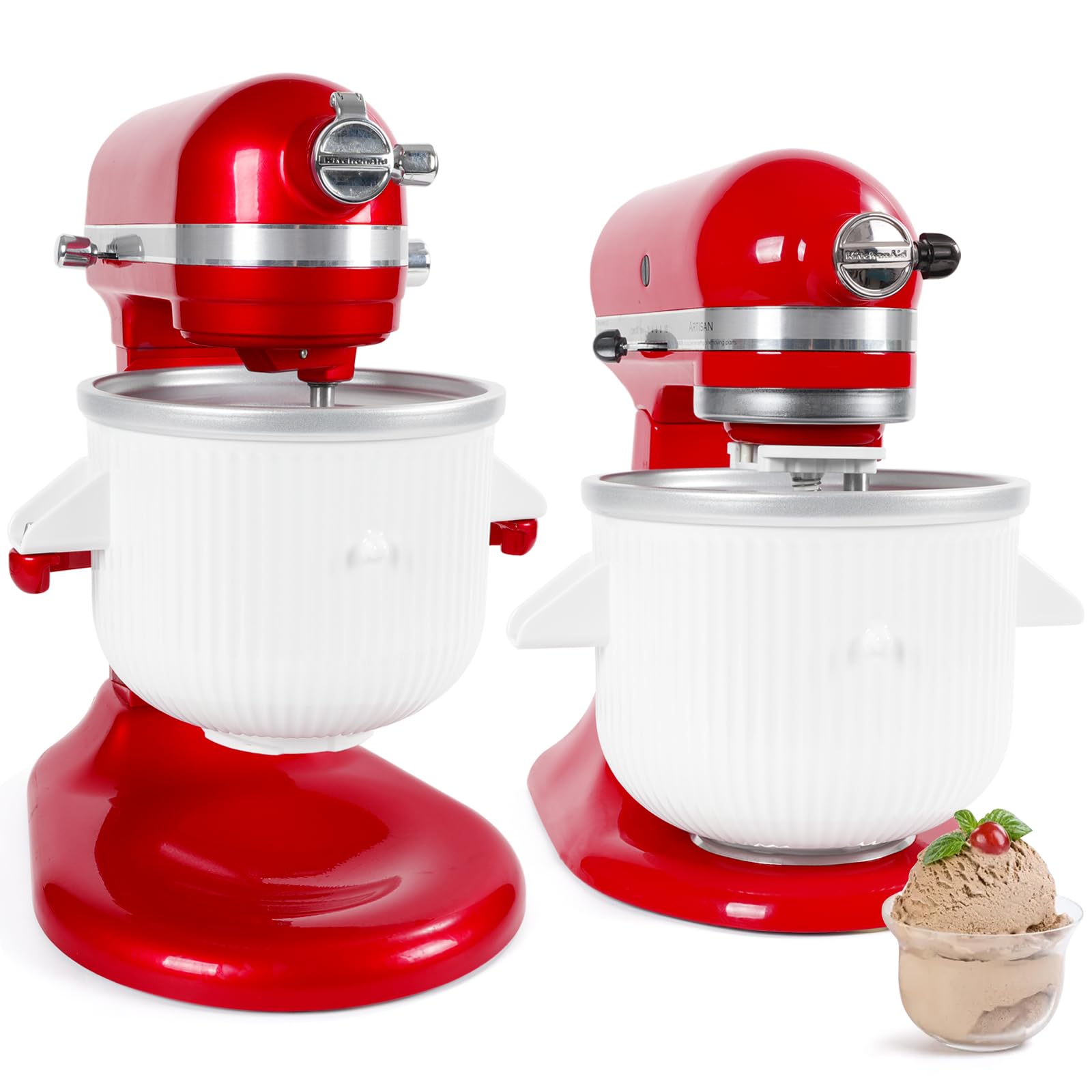 Gdrtwwh Ice Cream Attachment for Kitchenaid Stand Mixer Ice Cream & Sorbet Gelato Maker Fits Kitchenaid 4.5-5Qt Stand Mixer and 5-6-7Qt Bowl-Lift(Dishwasher Safe)