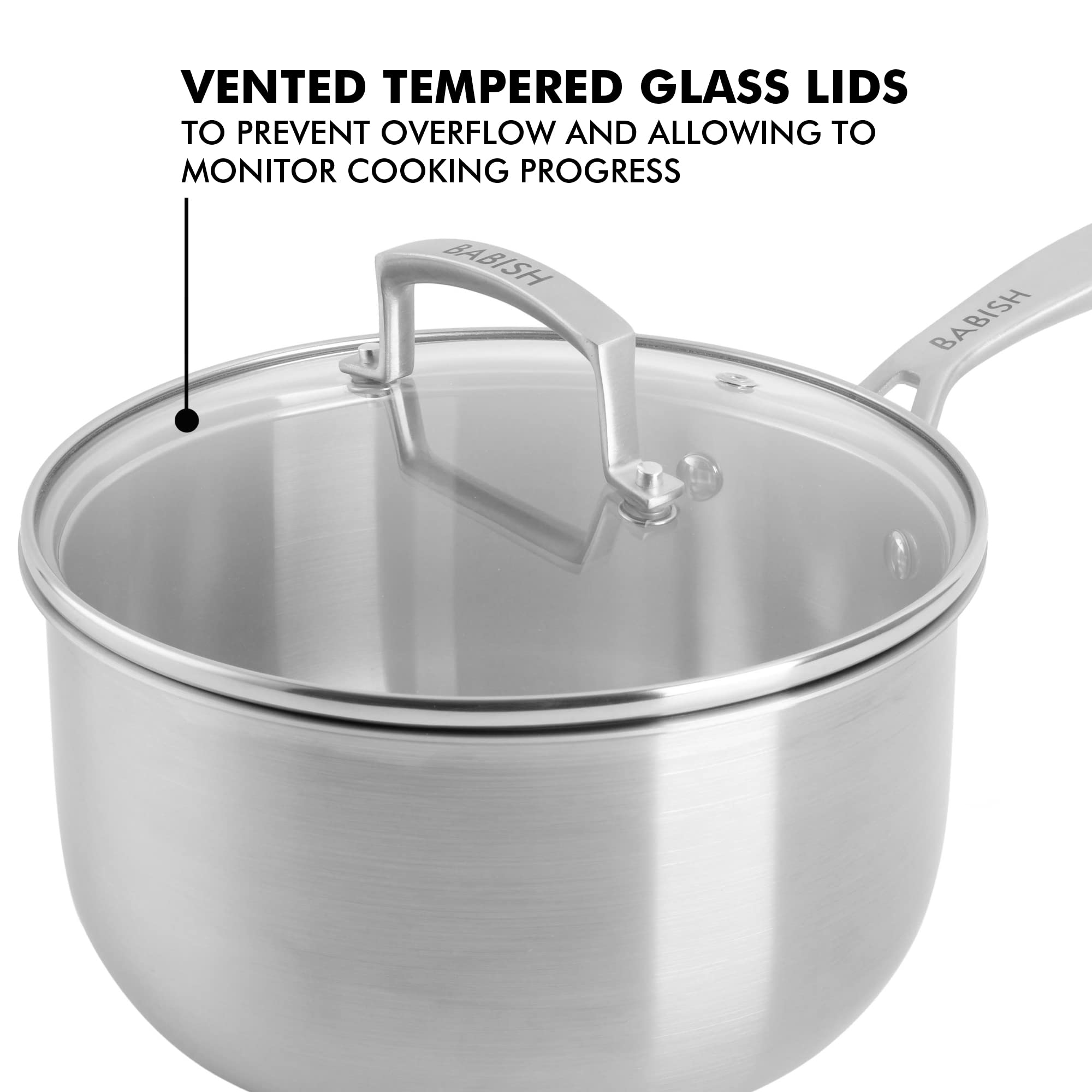Babish Stainless Steel 3.5Qt Triply Professional Grade Sauce Pan