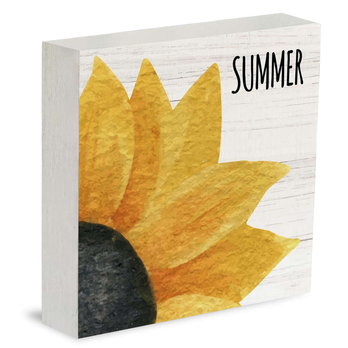 IYEZH Sunflower Kitchen Decor, Summer Decorations for Home Wooden Box Sign Rustic Farmhouse Wood Box Sign Home Desk Tabletop She