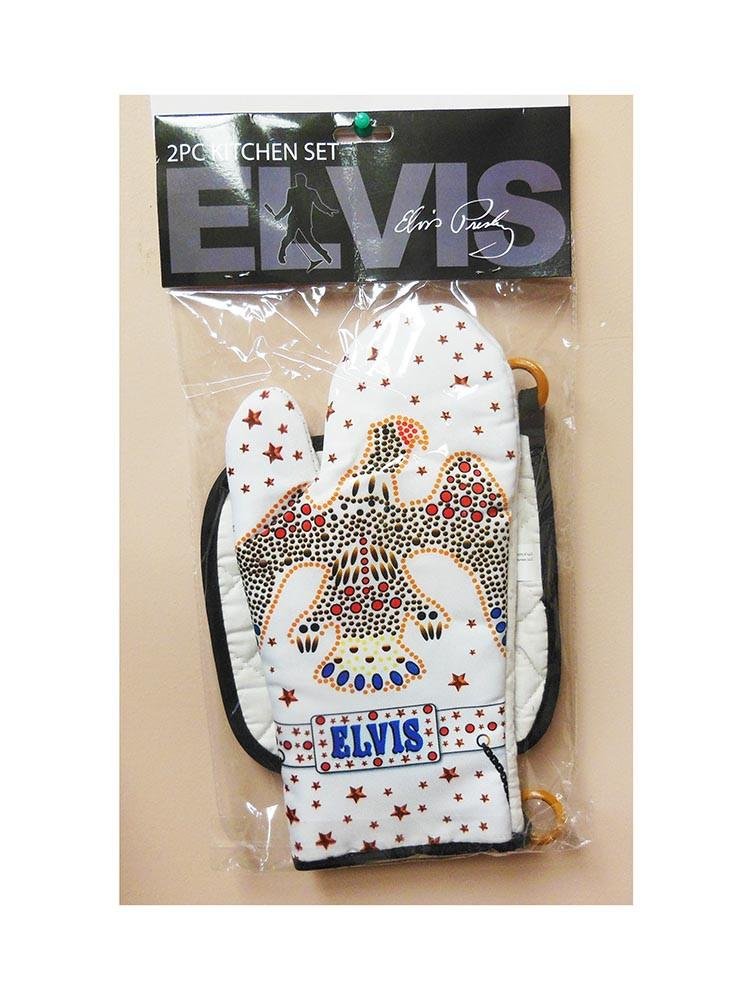 Midsouth Products Elvis Presley Oven Mitt & Pot Holder Set White Jumpsuit