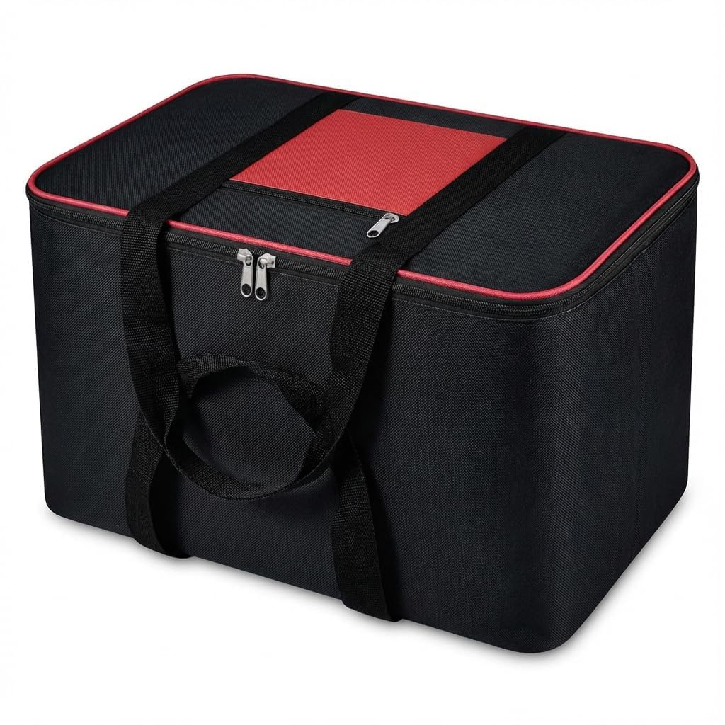 Abster Nylon Big Underbed Storage Bag  MoistureProof Cloth Organizer With Zippered Closure & Handle | Black & Red | Rectangula