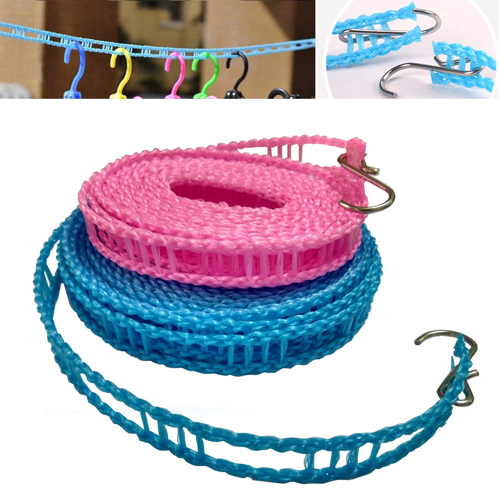 2 Pack Nylon Clothesline Windproof Clothes Drying Rope Travel Clothes Line Portable Laundry Line Hanger Rope For Indoor Outdoor
