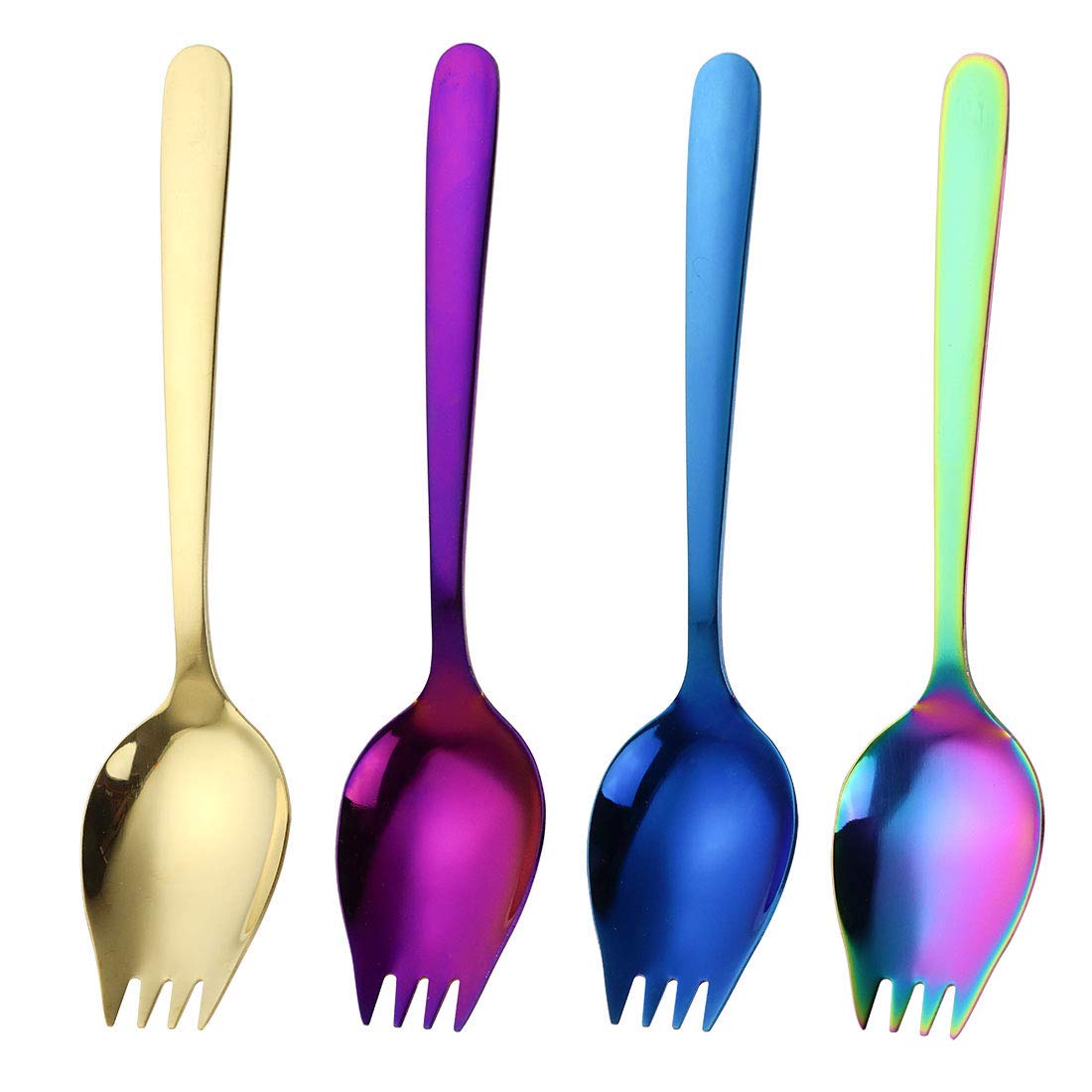 Jucoxo Sporks 4 Pack Stainless Steel Sporks 5.9 Inch Spork Spoon For Ice Cream Spoon Salad Forks, Fruit Appetizer Dessert Spoons