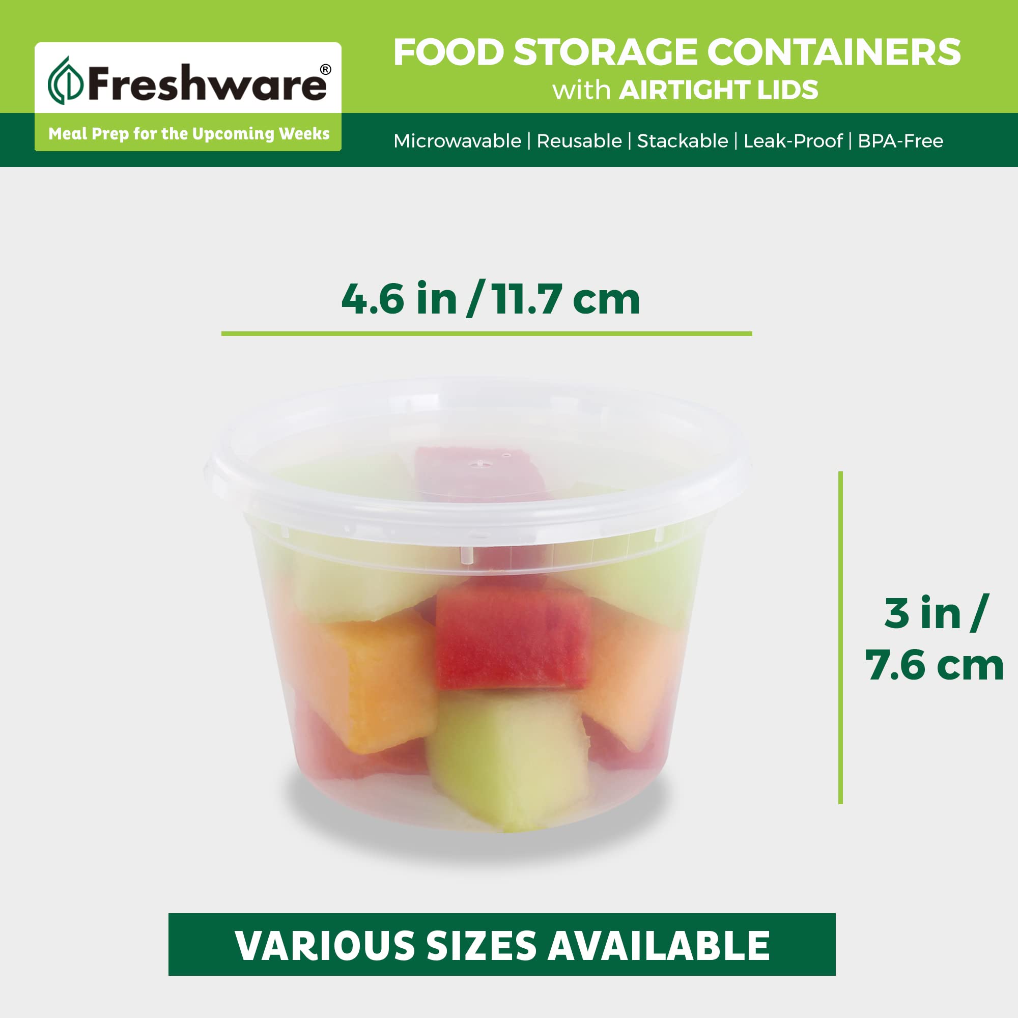 Freshware [240 Pack] 16 Oz Food Storage Containers With Lids, Plastic Containers, Freezer Safe | Meal Prep | Stackable | Leakpro