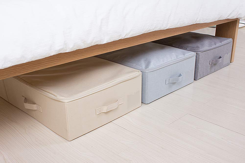 iwill CREATE PRO Pack of 2, 39.4'' Large Size Folding Underbed Storage Organizer Boxes with Lid, Folding & Washable, 6 Handles o