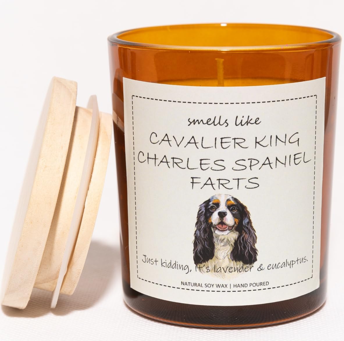 Cavalier King Charles Spaniel Gifts & Decor, King Charles Cavalier Gift, Dog Mom Gifts, Dog Farts Candle - Lavender & Eucalyptus