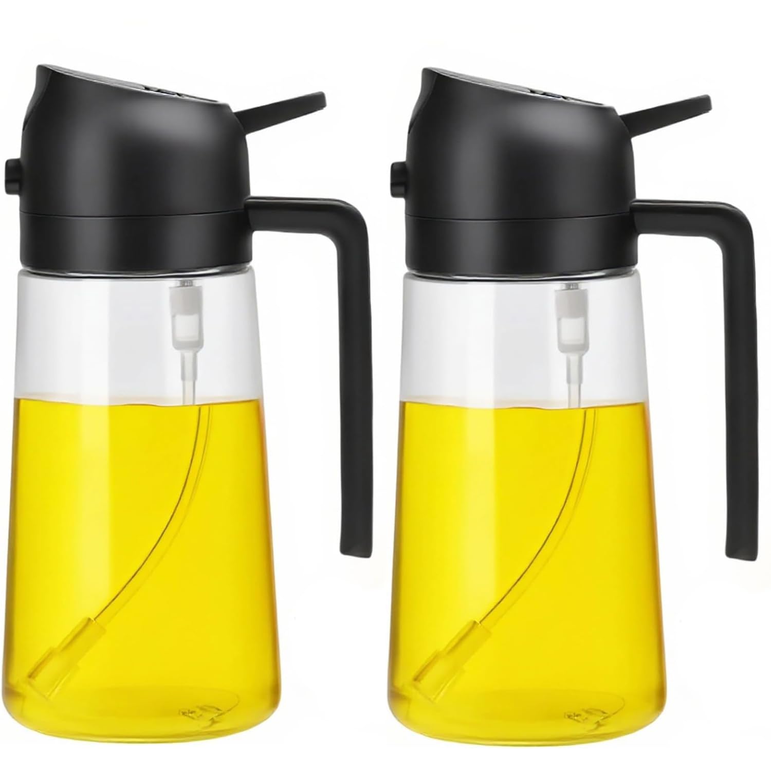 Aovdy Oil Sprayer for Cooking 16oz,2 in 1 Olive Oil Dispenser and Oil Sprayer - 470ml Olive Bottle Spray and Pour - Glass Oil Di