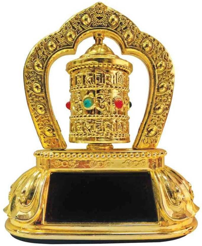 Vastu Art Fengshui Vastu Revolving/Rotating Solar Mani Lotus Prayer Tibetan Buddhist Wheel Ornament For Car Dasboard, Gifting De