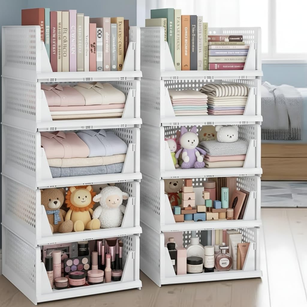 Spaceorganizer Clothes Organizer For Wardrobe | Foldable & Stackable Closet Organizer |Shirt Storage Stacker For Wardrobe| 10 Pi