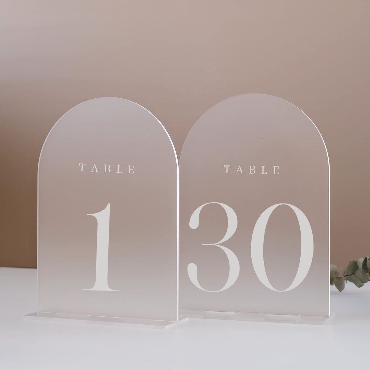 Jinmury Frosted Arch Table Numbers For Wedding, 30 Pack 5X7'' Frosted Arch Acrylic Table Signs With Stand Acrylic Table Numbers