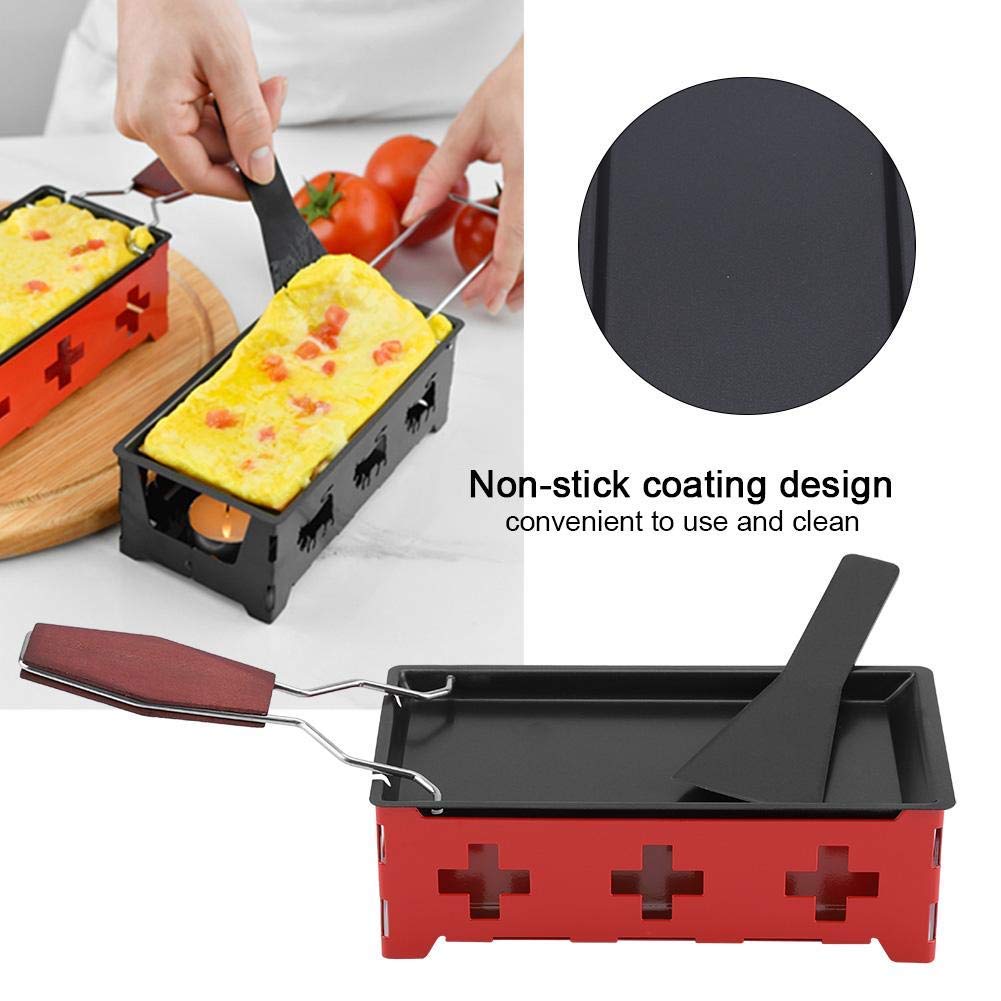 Cheese Raclette Rotaster Portable Non-Stick Baking Tray Stove Set Wooden Handle Home Kitchen Grilling Tool With Spatula