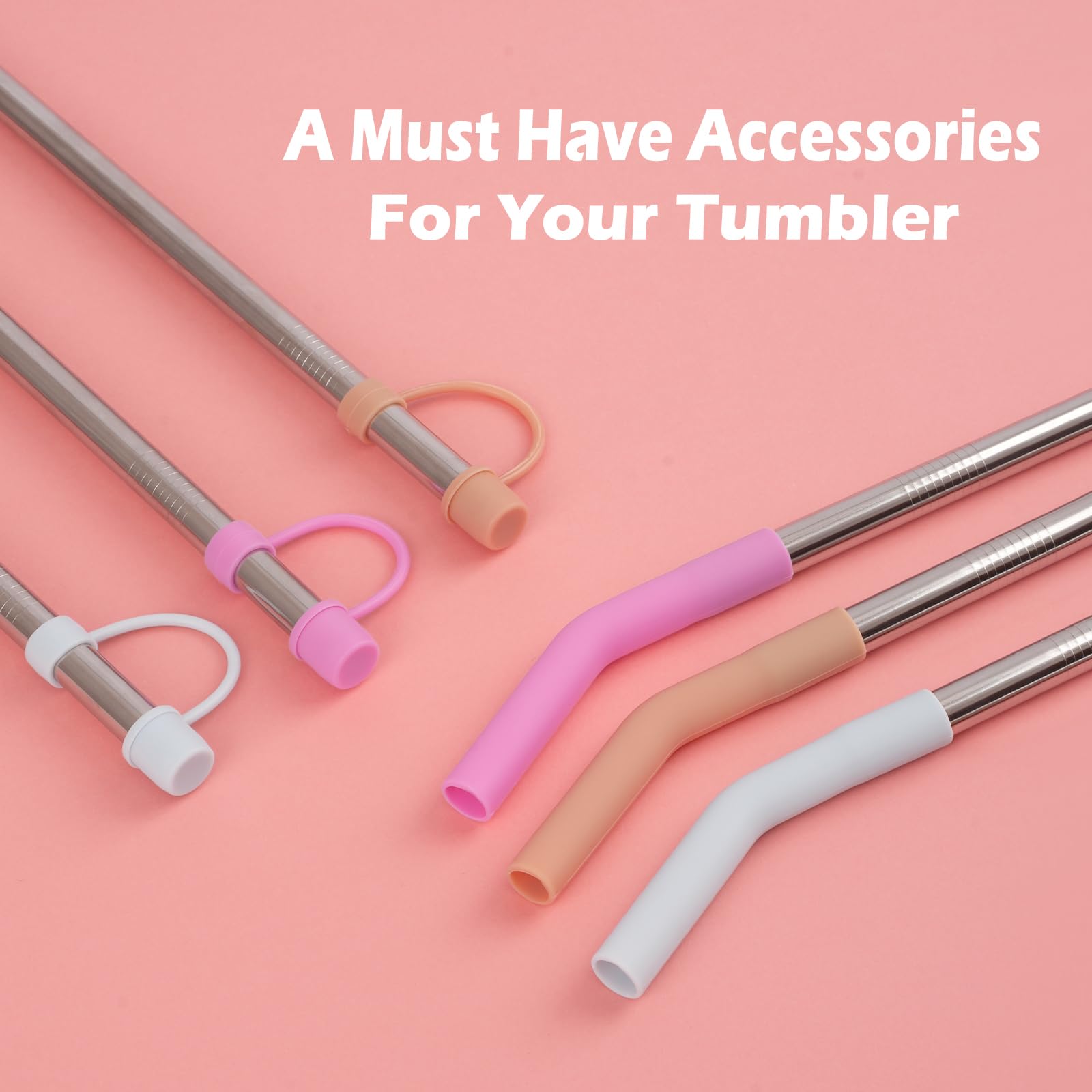 Jetstop 6 Straws With Cover For Stanley Tumbler, Reusable Stainless Steel Straws With Silicone Stoppers, Perfect For Stanley 40