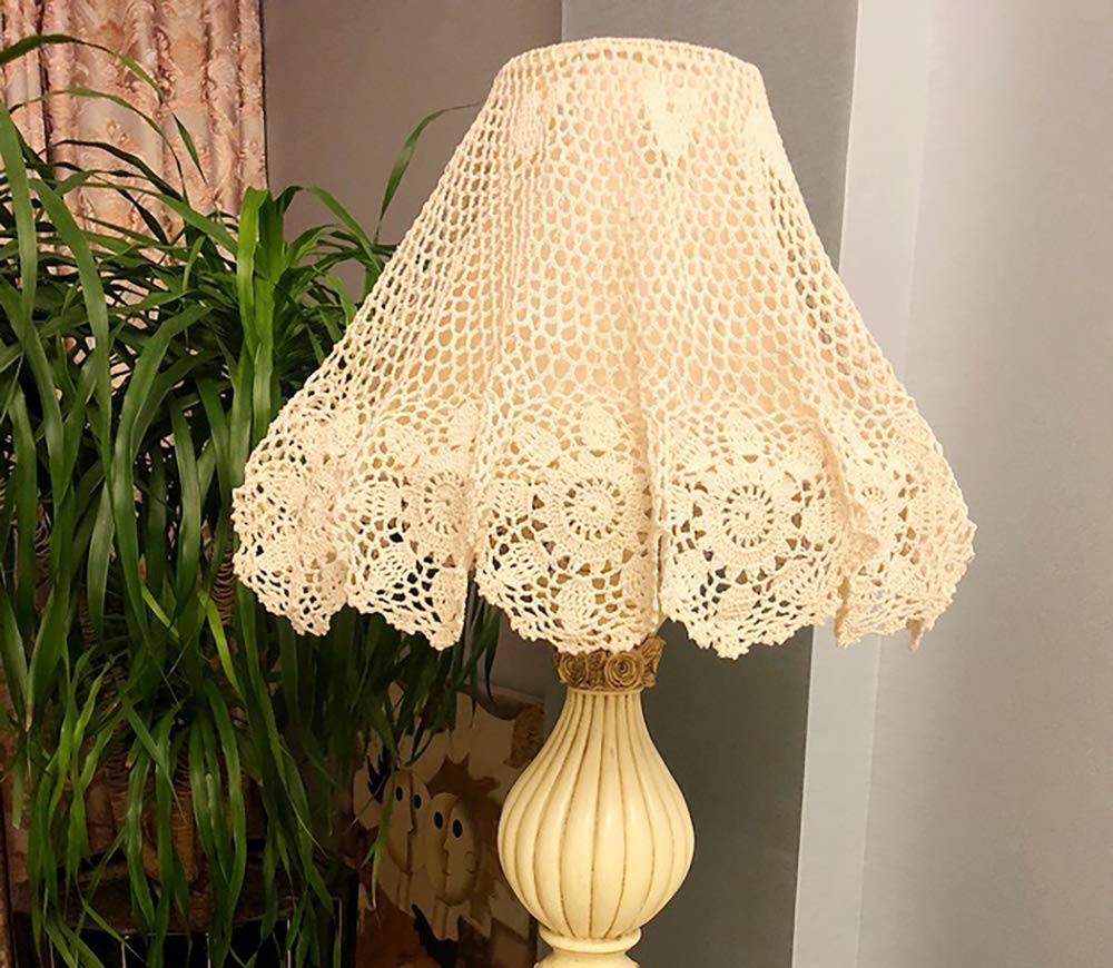 Hetao 100% Cotton Handmade Crochet Round Tablecloth Doilies Lace Table Covers,Beige, 31 Inch