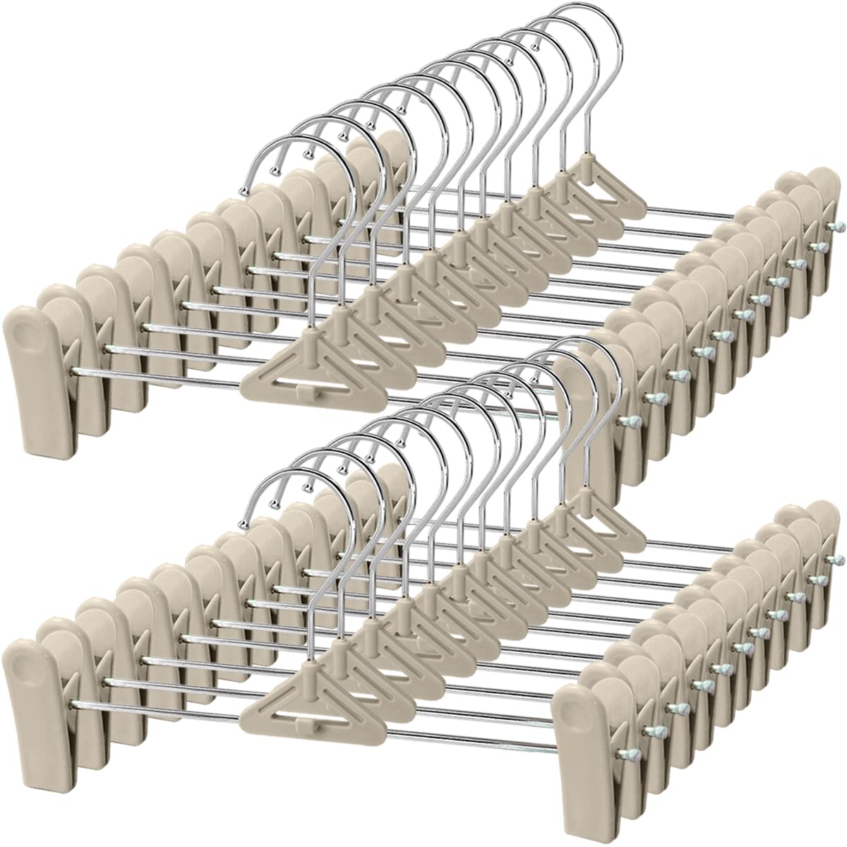 Pants Hangers With Clips - 30 Pack Stackable Pant And Skirt Hangers Shorts Hangers With Clips Non Slip Jean Hangers