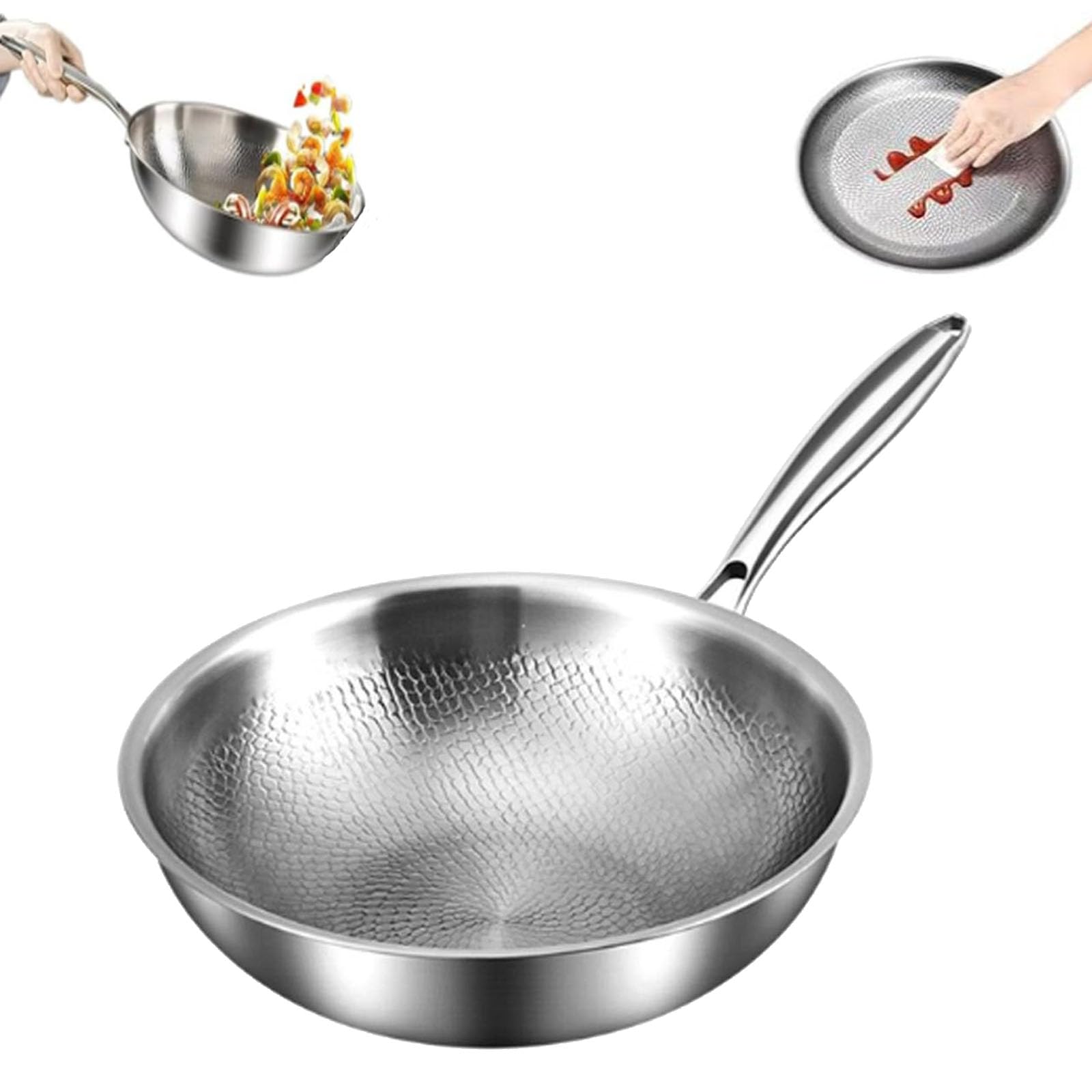 Toutrop Titanium Wok, Titanium Wok Pan for Cooking, Non Stick Titanium Frying Pan, No Coating Titaniums Nutri Pans, PFAS/PFOA/PT
