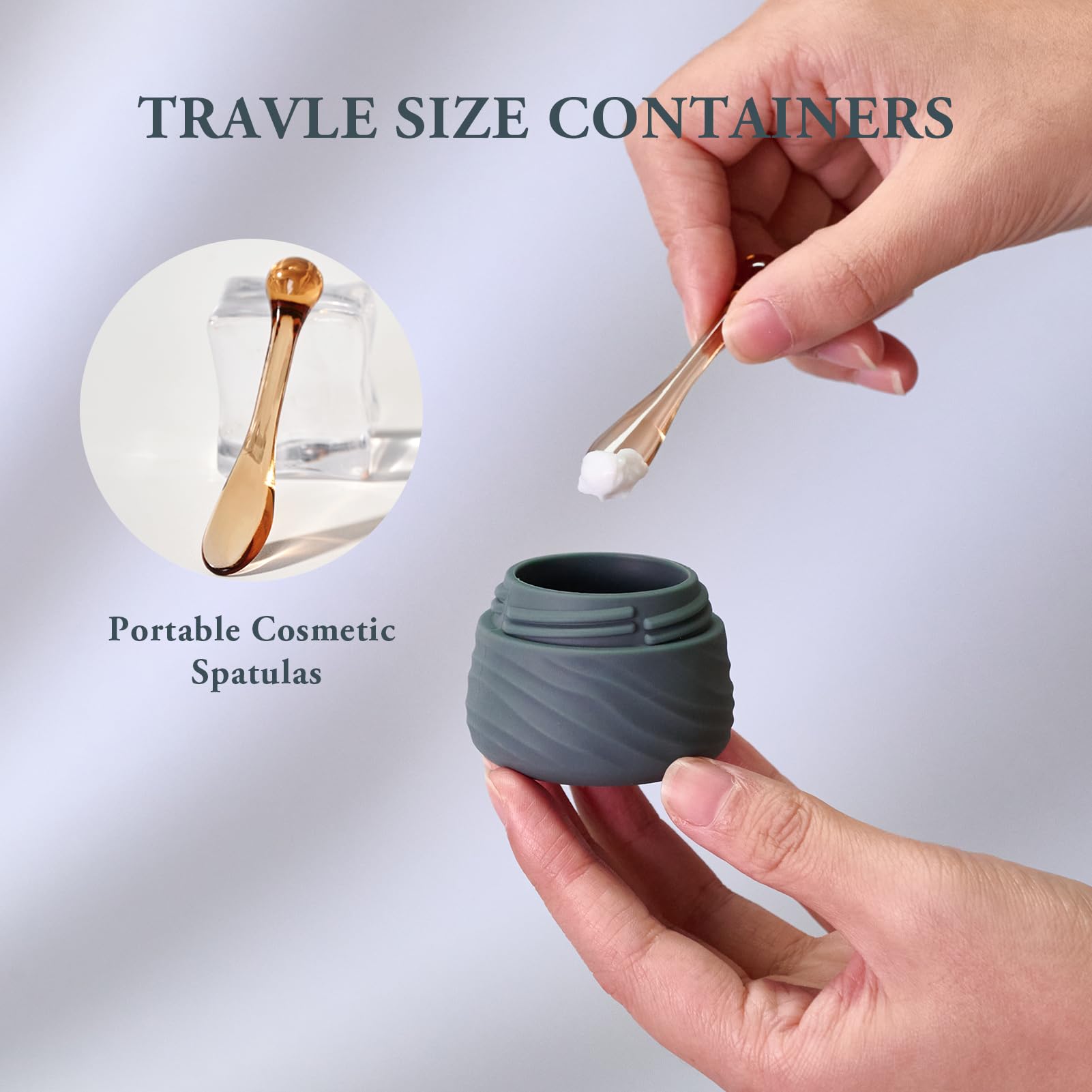 Eternal Moment Travel Containers For Toiletries, Silicone Jar With Lid, Tsa Approved Travel Size Bottles With Clear Bag, Leak-Pr