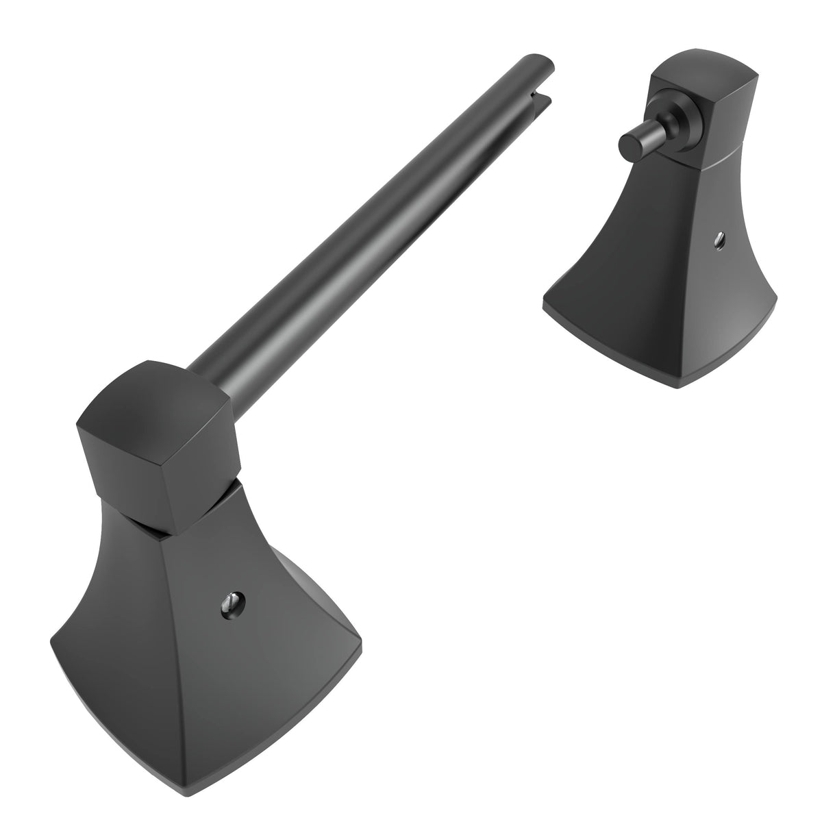 Wzrua Matte Black Toilet Paper Holder Bathroom Double Post Pivoting Tissue Roll Holder Stainless Steel And Zinc Alloy Wall Mount