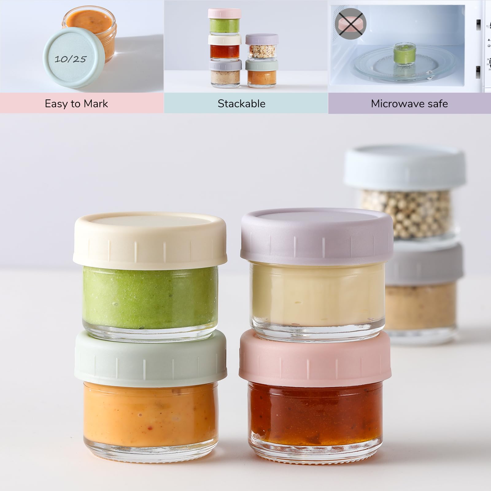 Vitever [6 Pack] Salad Dressing Container To Go, 1.7 Oz Glass Small Condiment Container With Lids, Dipping Sauce Cups Set, Leakp