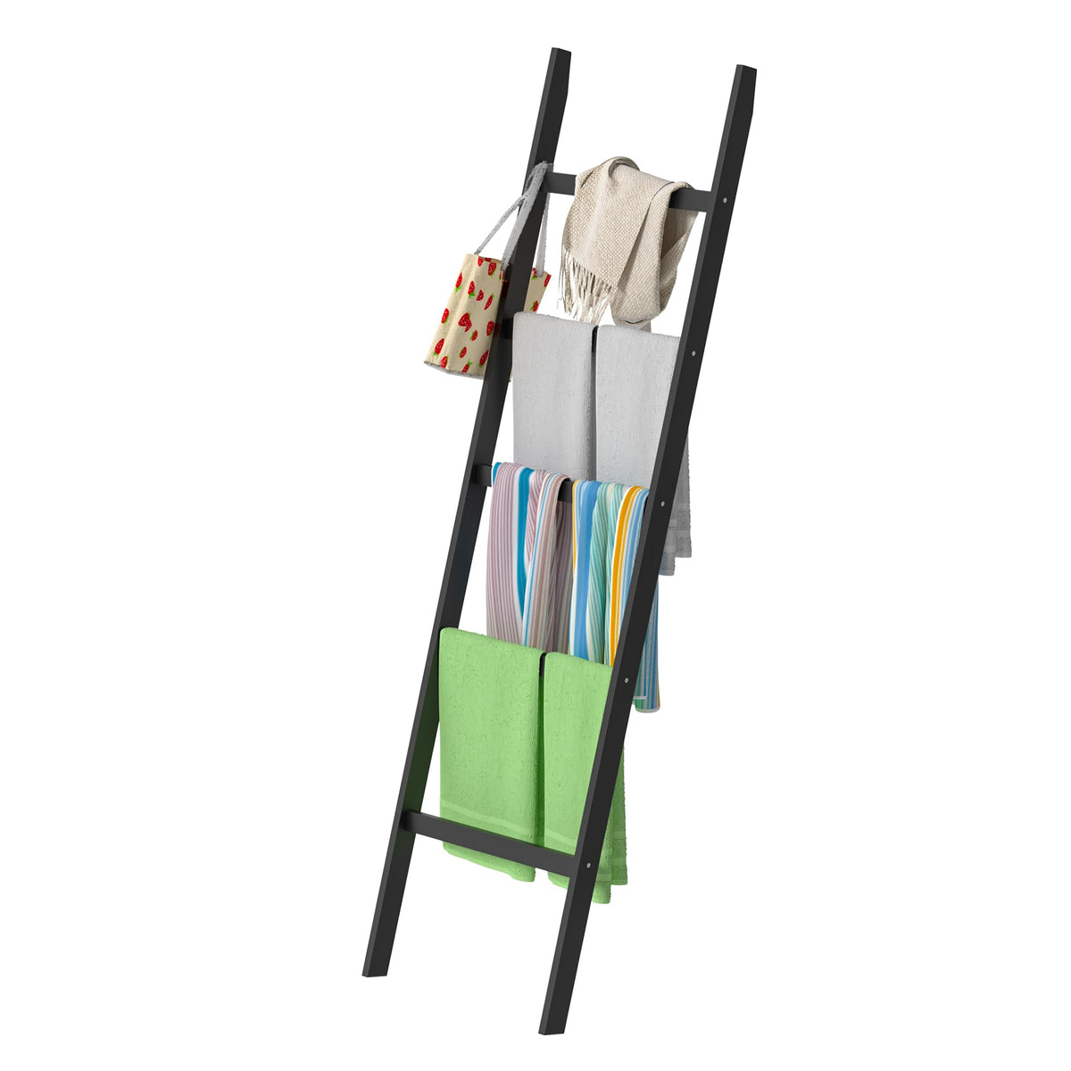Poxaka Blanket Ladder, 5-Layer Towel Racks, Blanket Holder With Anti-Slip Construction Home Decor, Decorative Blanket, Quilt, To