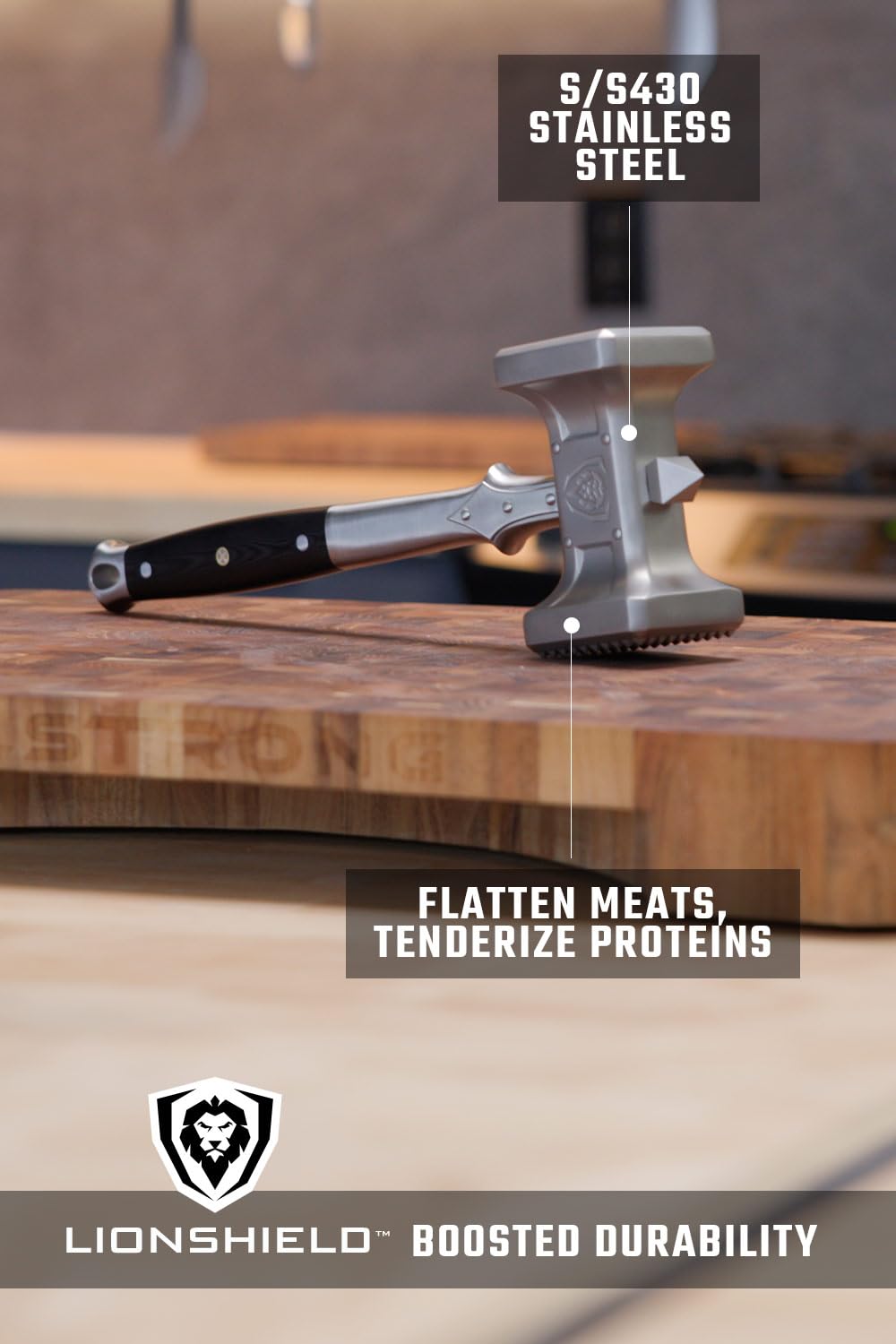 Dalstrong Meat Tenderizer Tool - New Improved - Dual Sided, Extra-Large Meat Hammer - Premium High-Carbon Stainless Steel - Meat