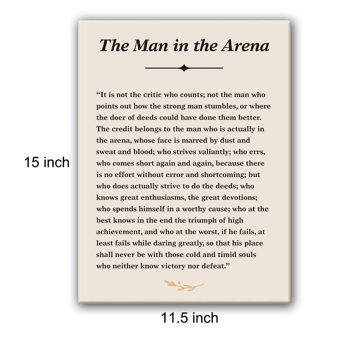 Inspirational Theodore Roosevelt Quote The Man In The Arena Sign Poster Canvas Wall Art Painting Ready To Hang For Homebedroomli