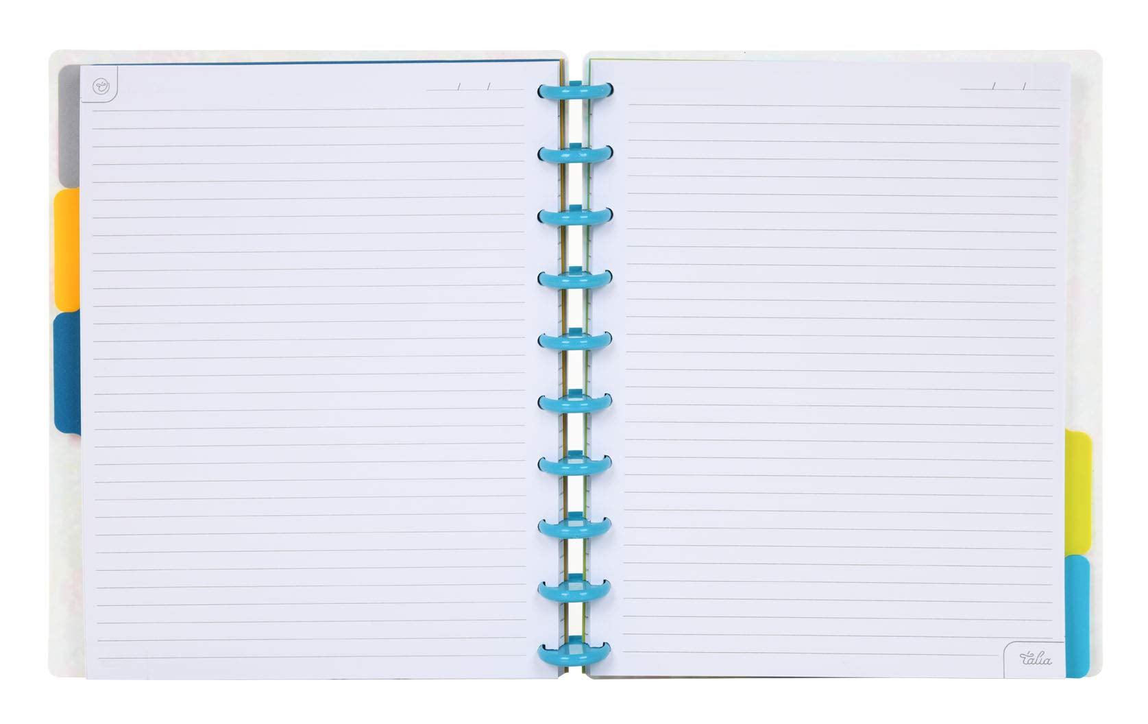 Talia Discbound Notebooks, Planner, Customizable, (White Wturq Discs, Midsize (75In X 975In))