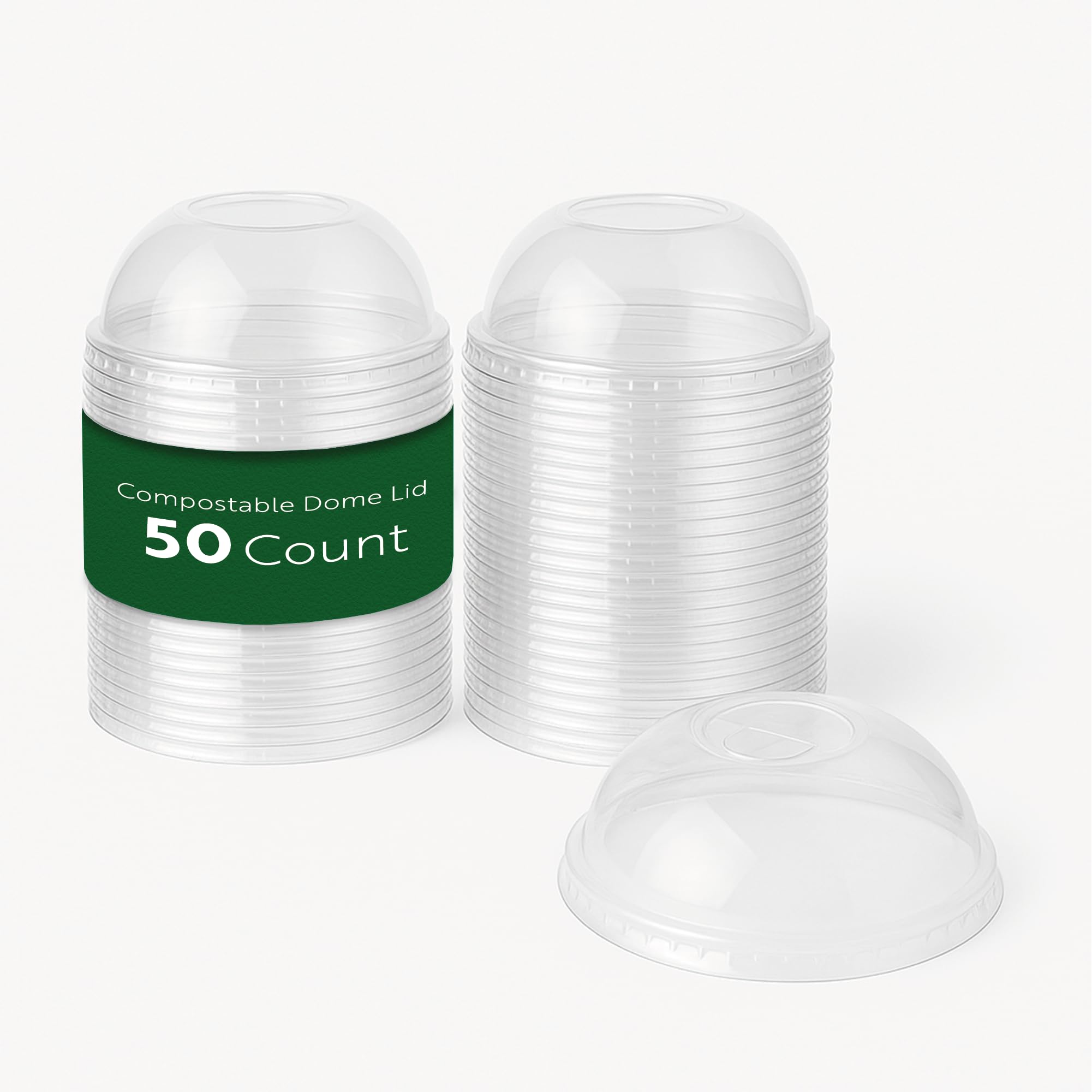 Restaurantware LIDS ONLY: Sustain 3.5 Inch Cold Cup Lids 50 Disposable Dome Lids For Cups - Cups Sold Separately Fits 9 12 16 20