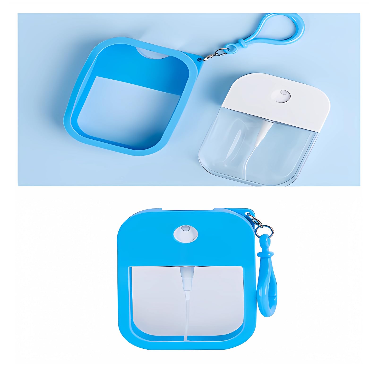 Emissu 7 Pieces Portable Perfume Spray Bottle, 38Ml Mini Card Shape Reusable Sprayer Bottle With Hook And Silicone Case For Hand