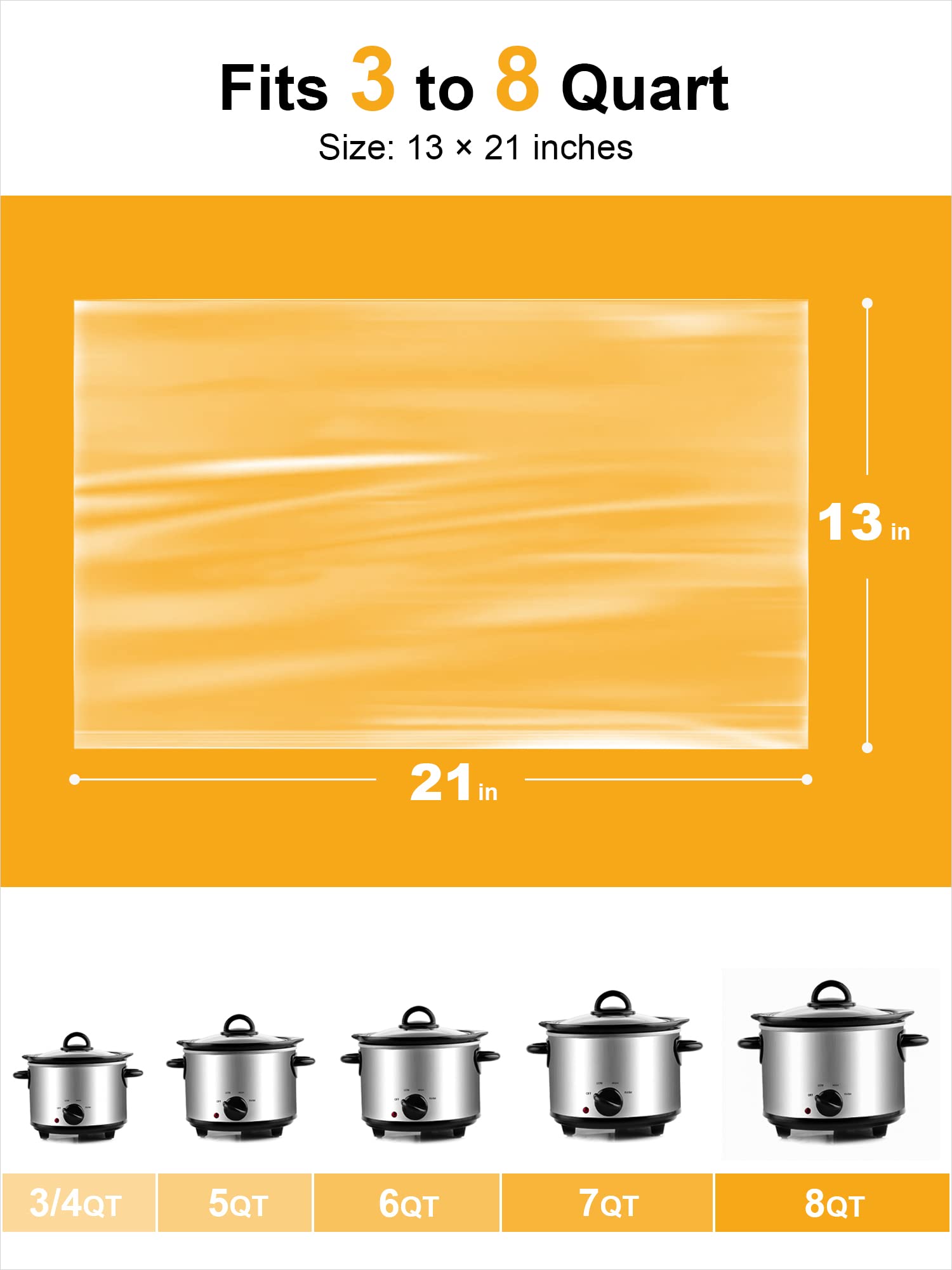 Smartake Slow Cooker Liners, Crockpot Liner 13''X 21'' Crockpot Liners Disposable Crock Pot Bags, Fit 3Qt To 8Qt For Slow Cooker